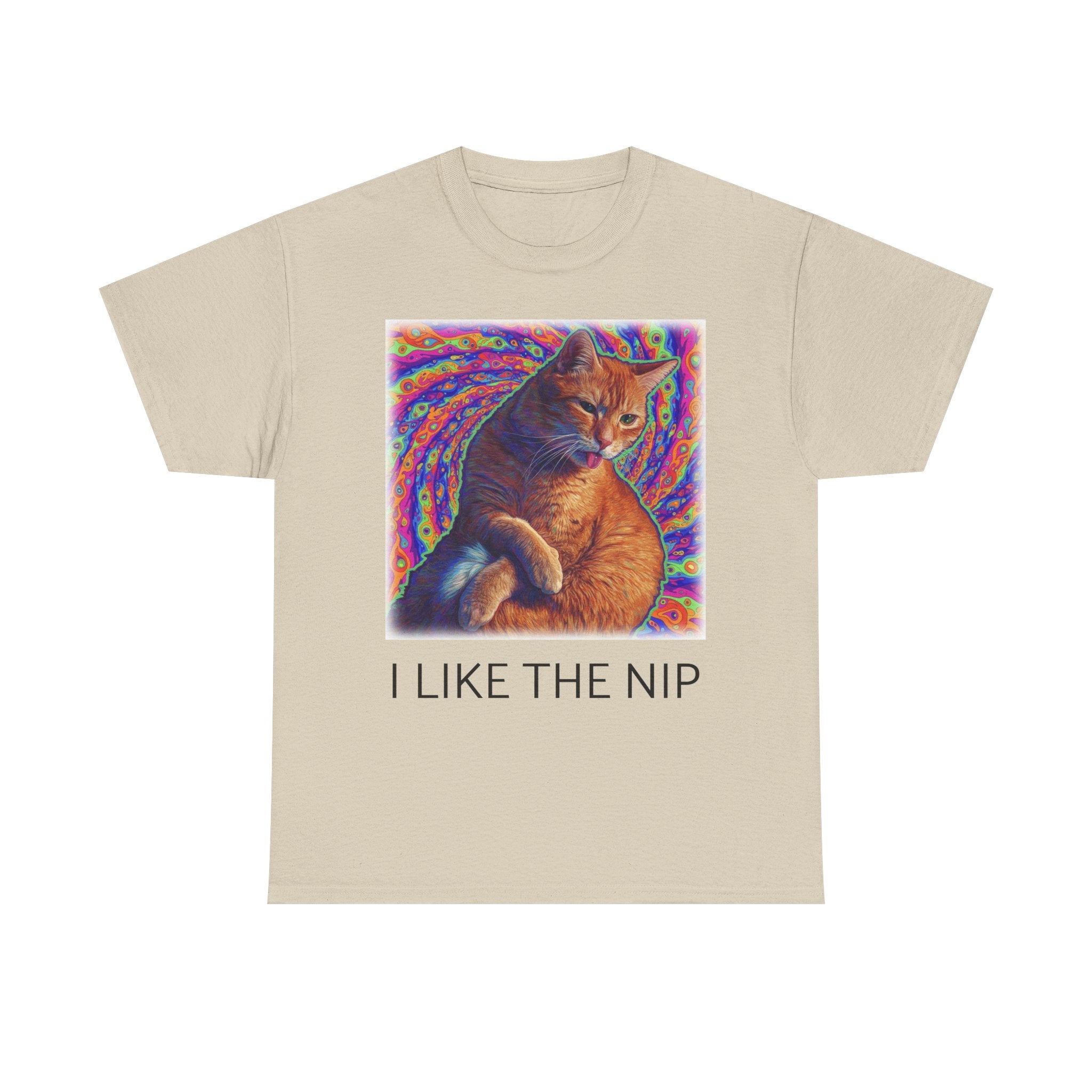 Psychedelic Ginger Cat I LIKE THE NIP T-Shirt | Catnip Cat Tee featuring Floyd