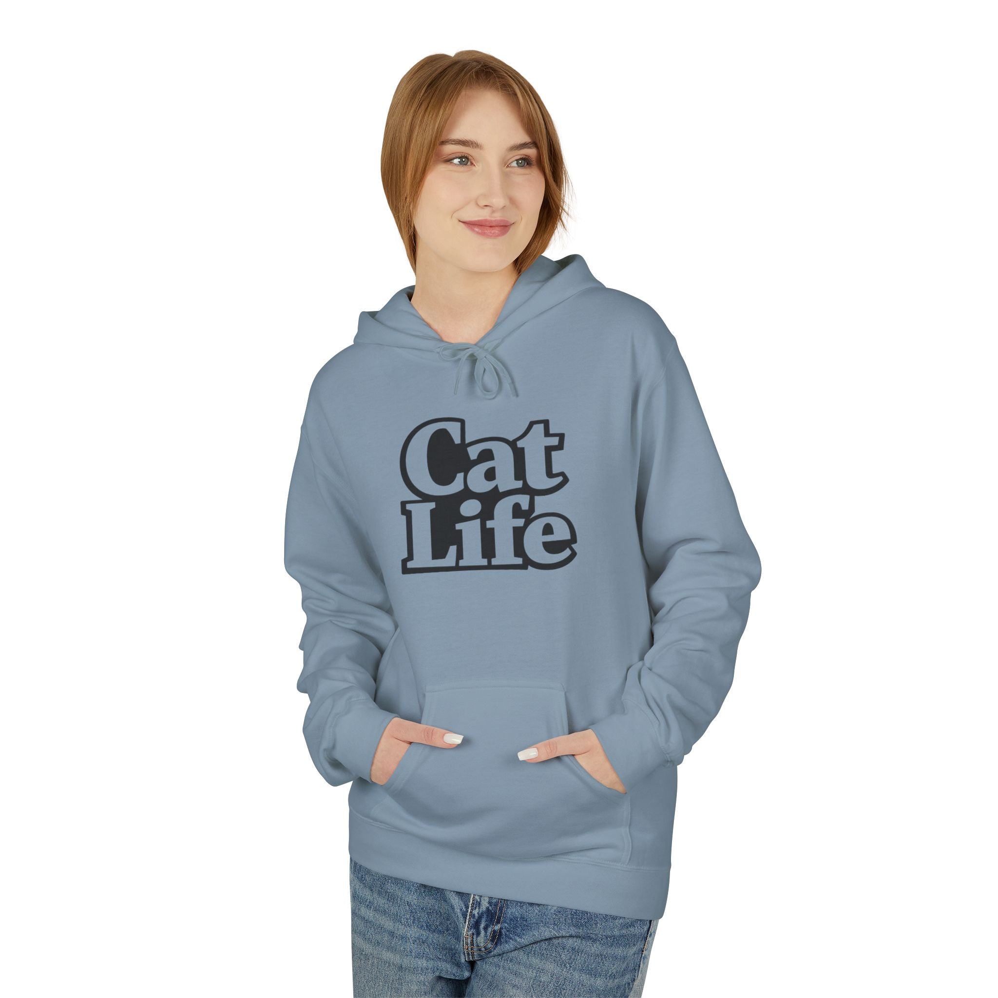 Cat Life Retro Text Hoodie | Cozy Cat Lover Sweatshirt | Cat Mom Gift