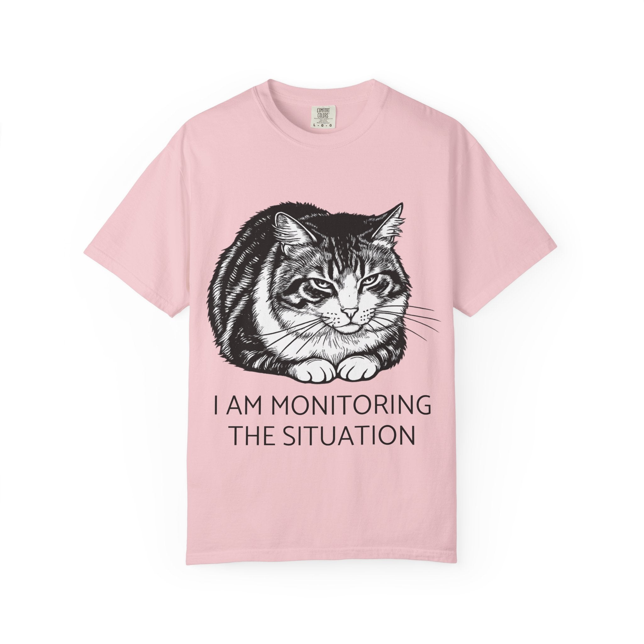 I Am Monitoring the Situation | Lulu Cat Loaf Comfort Colors Tee | Funny Cat Lover Shirt | Sarcastic Cat Gift
