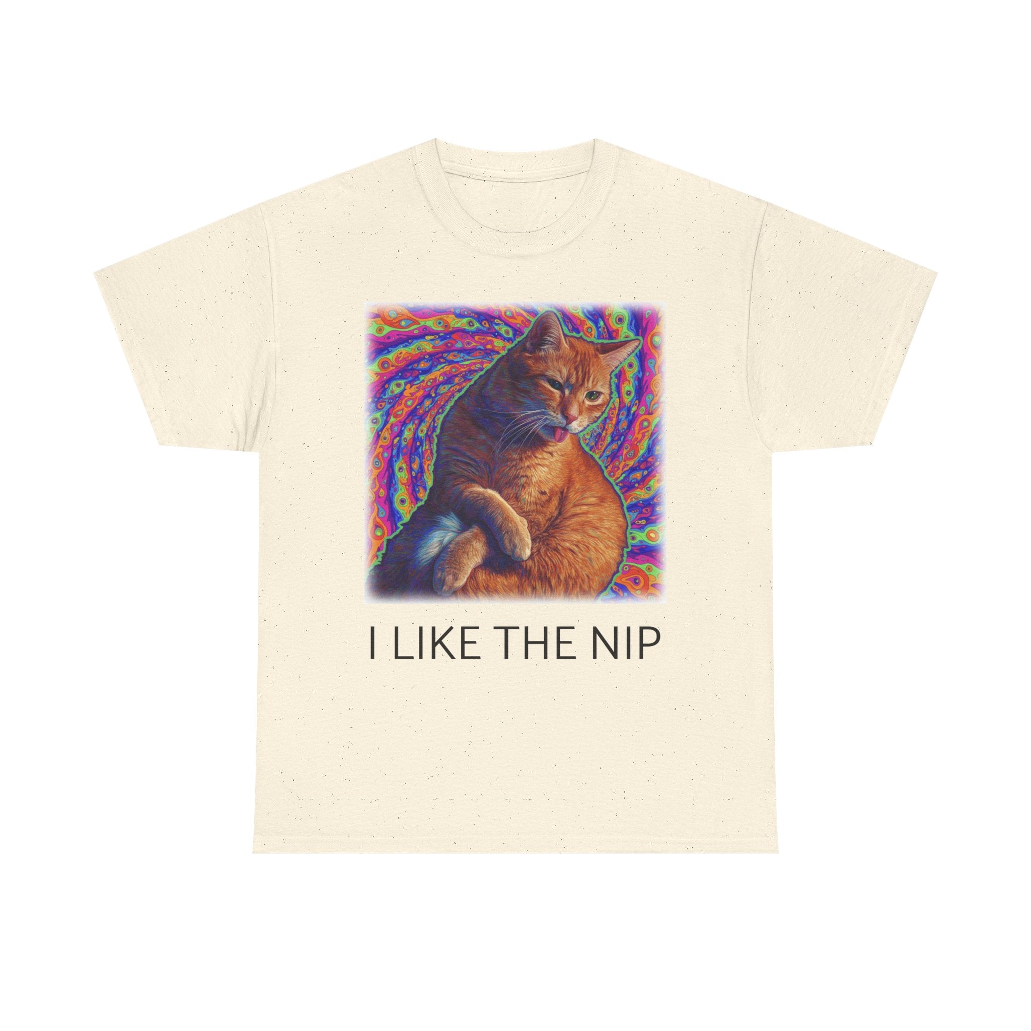 Psychedelic Ginger Cat I LIKE THE NIP T-Shirt | Catnip Cat Tee featuring Floyd