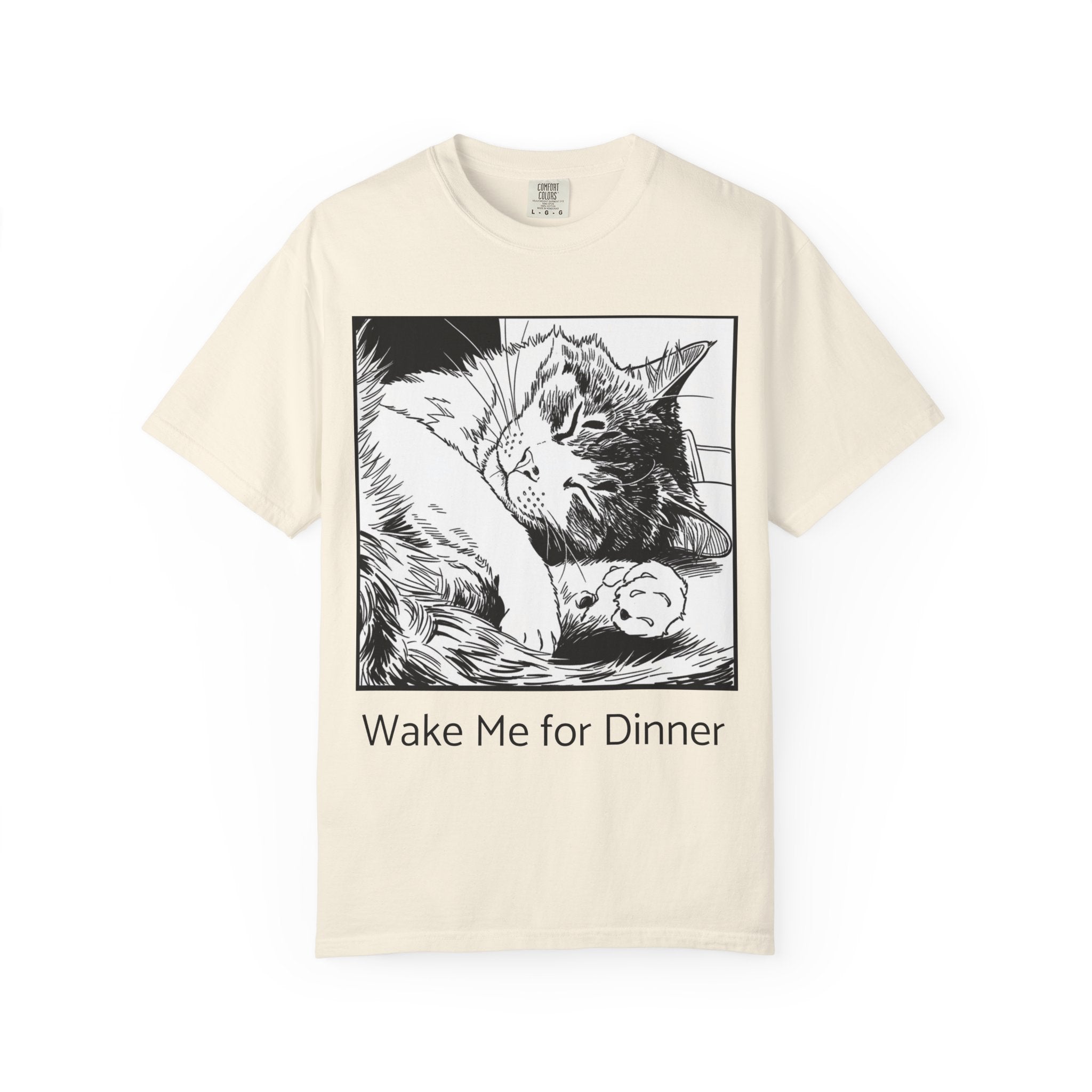 Wake Me for Dinner | Sleeping Lulu Cat Tee | Funny Cat Comfort Colors Shirt | Cat Lover Gift