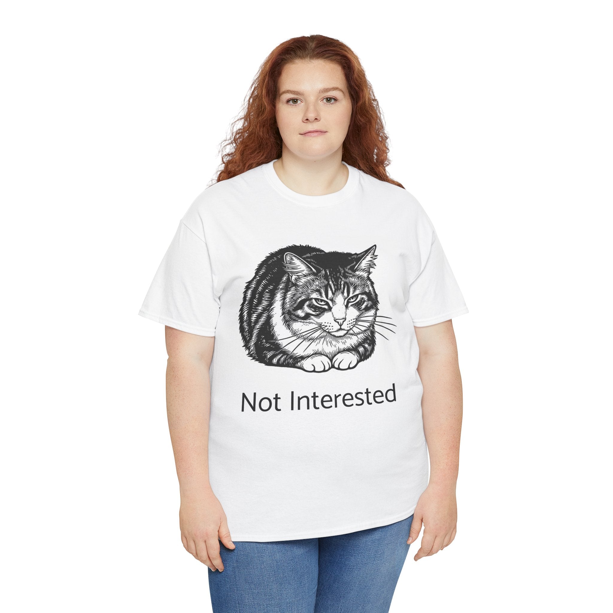 Grumpy Cat Illustration Not Interested T-Shirt | Funny Cat Tee