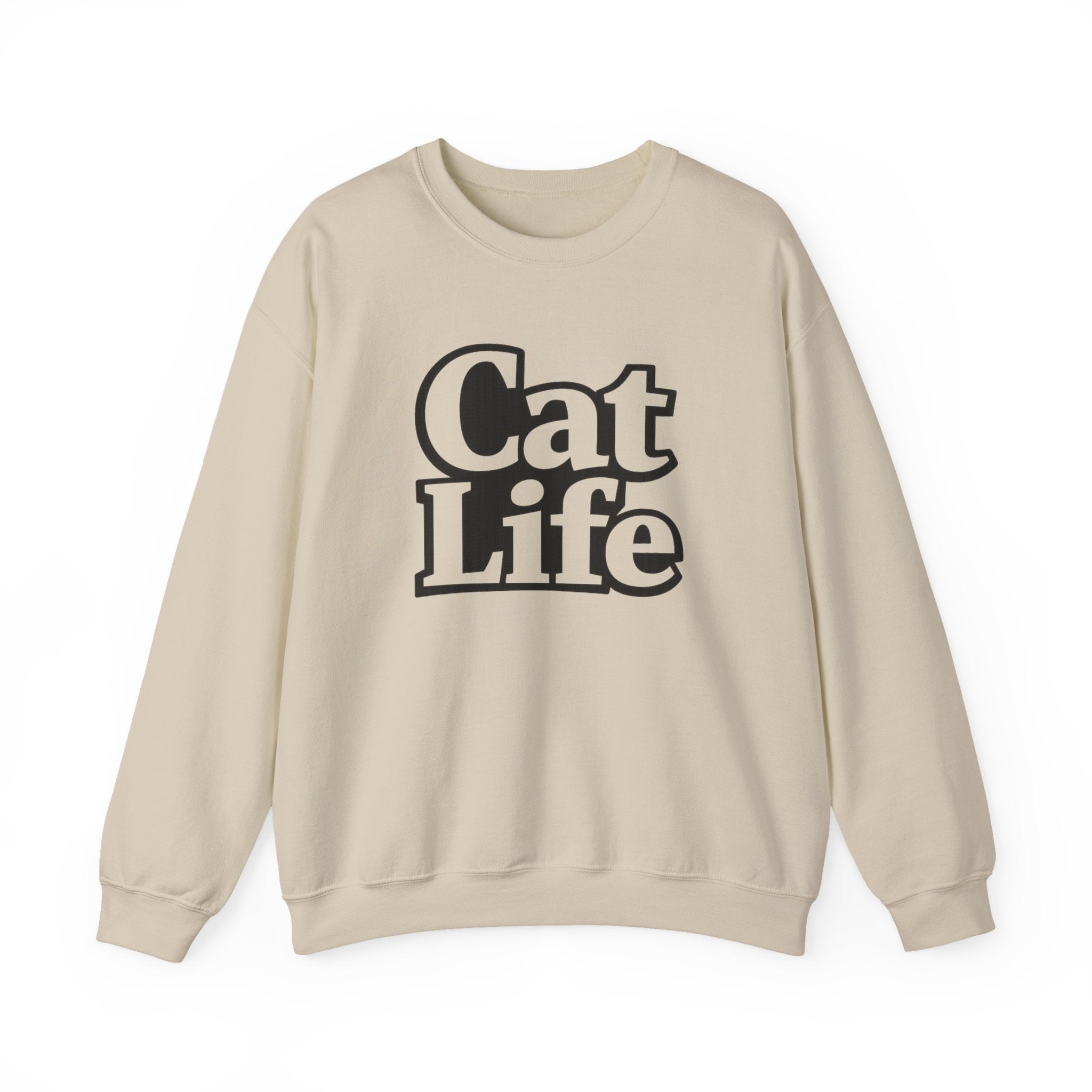 Cat Life Crewneck Sweatshirt | Retro Bold Text, Cat Lover Apparel