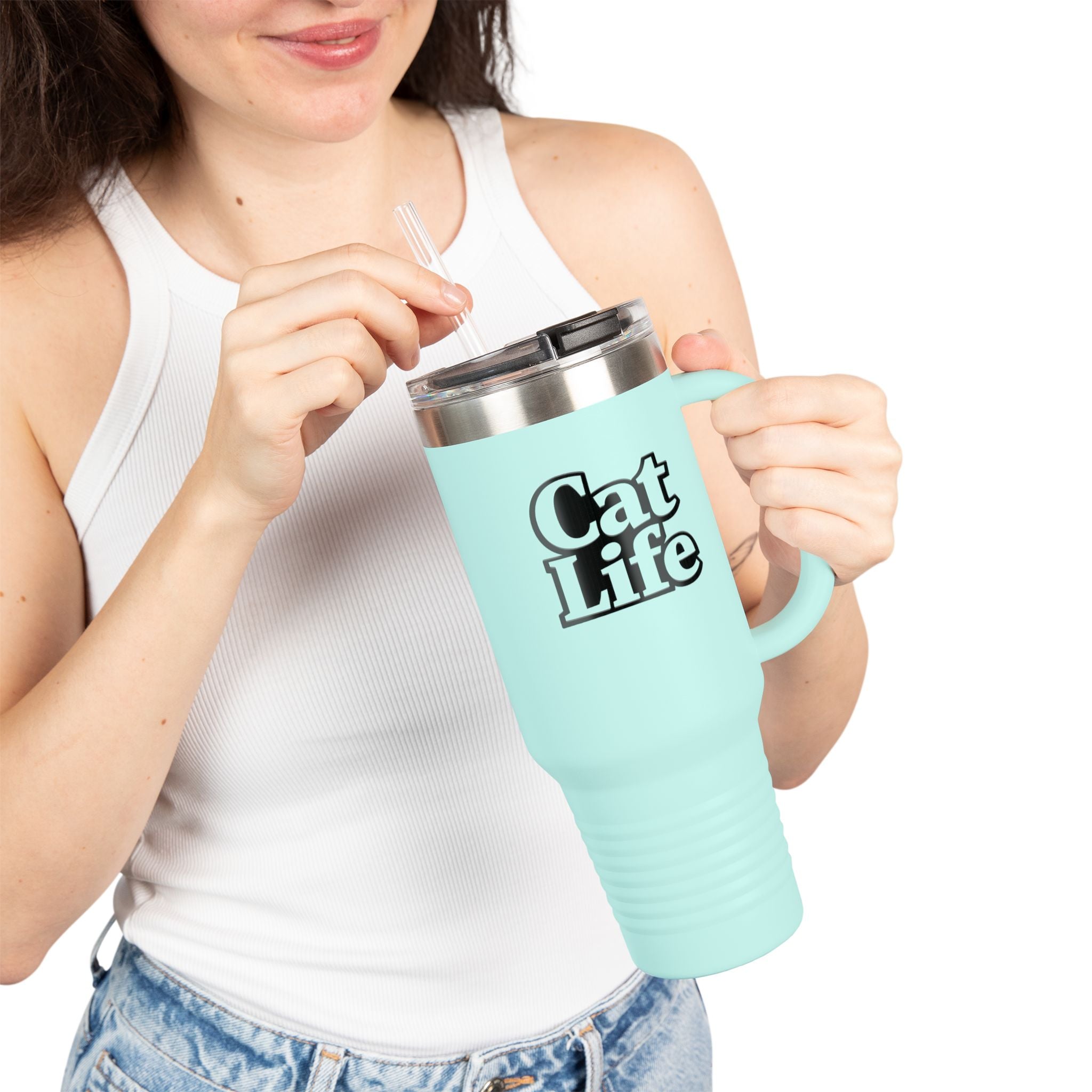 Cat Life - Neon Cat - Travel Mug | 40oz Insulated Tumbler