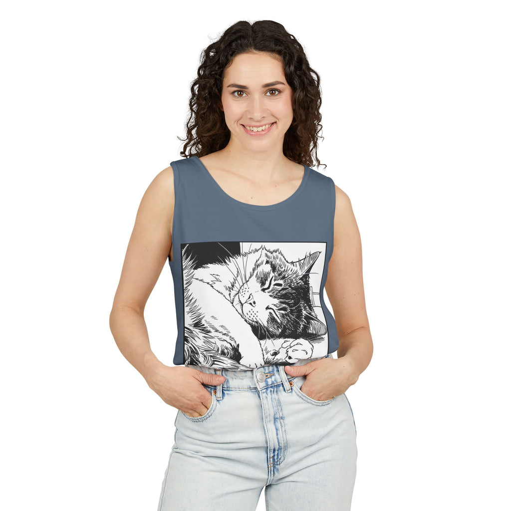 It Can Wait | Sleeping Cat Tank Top | Funny Cat Comfort Colors Tank | Sarcastic Cat Lover Gift