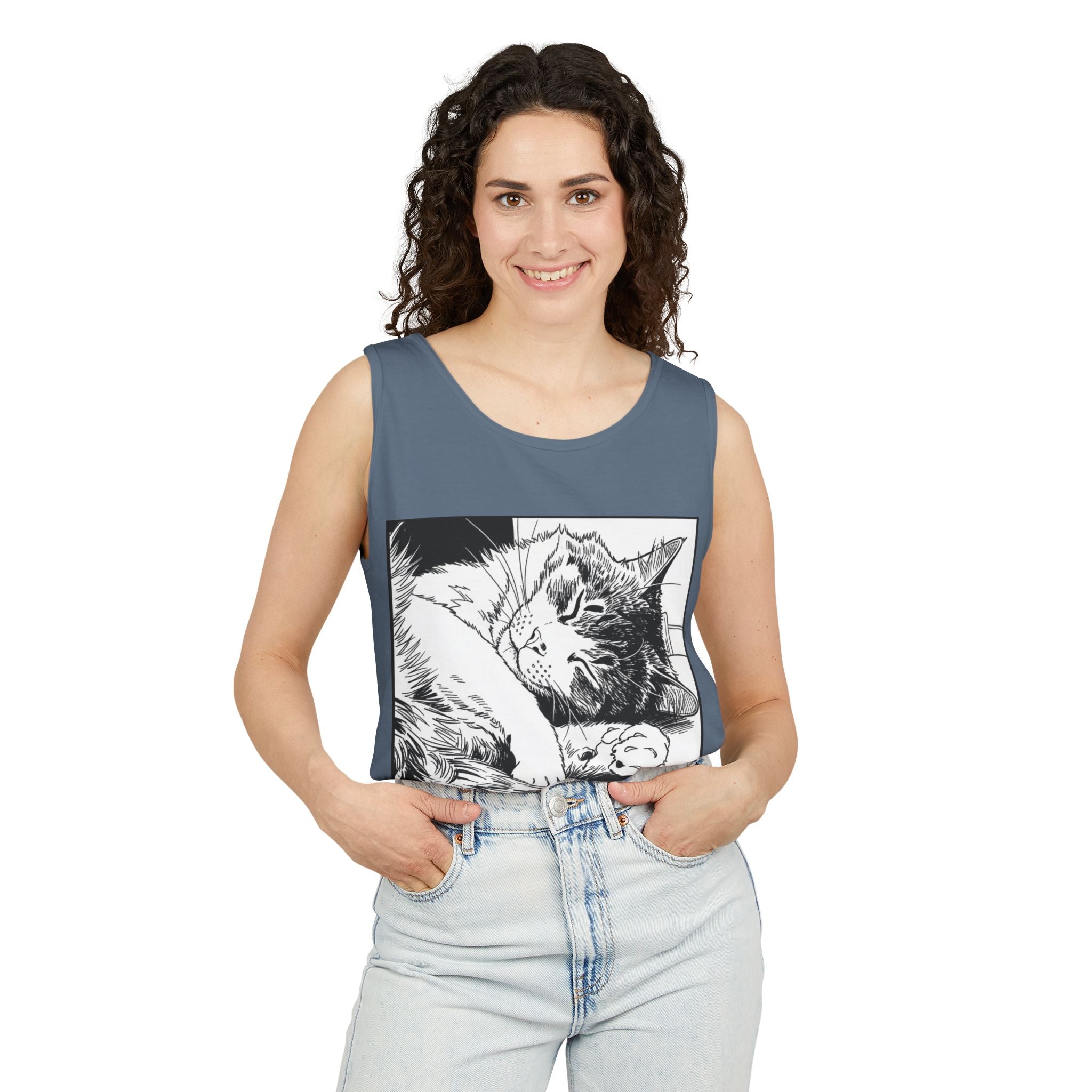 It Can Wait | Sleeping Cat Tank Top | Funny Cat Comfort Colors Tank | Sarcastic Cat Lover Gift