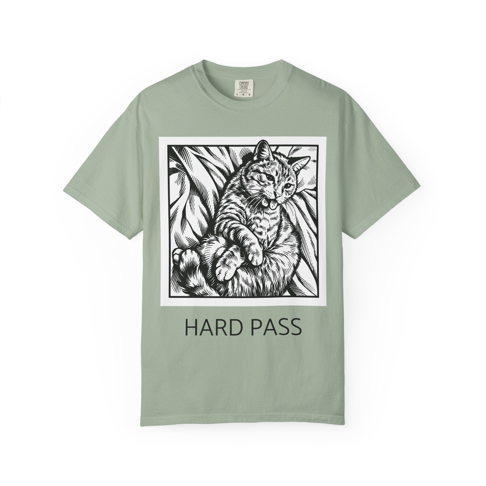 Hard Pass | Funny Floyd Cat Comfort Colors Tee | Sarcastic Cat Lover Gift | Cat Graphic Shirt