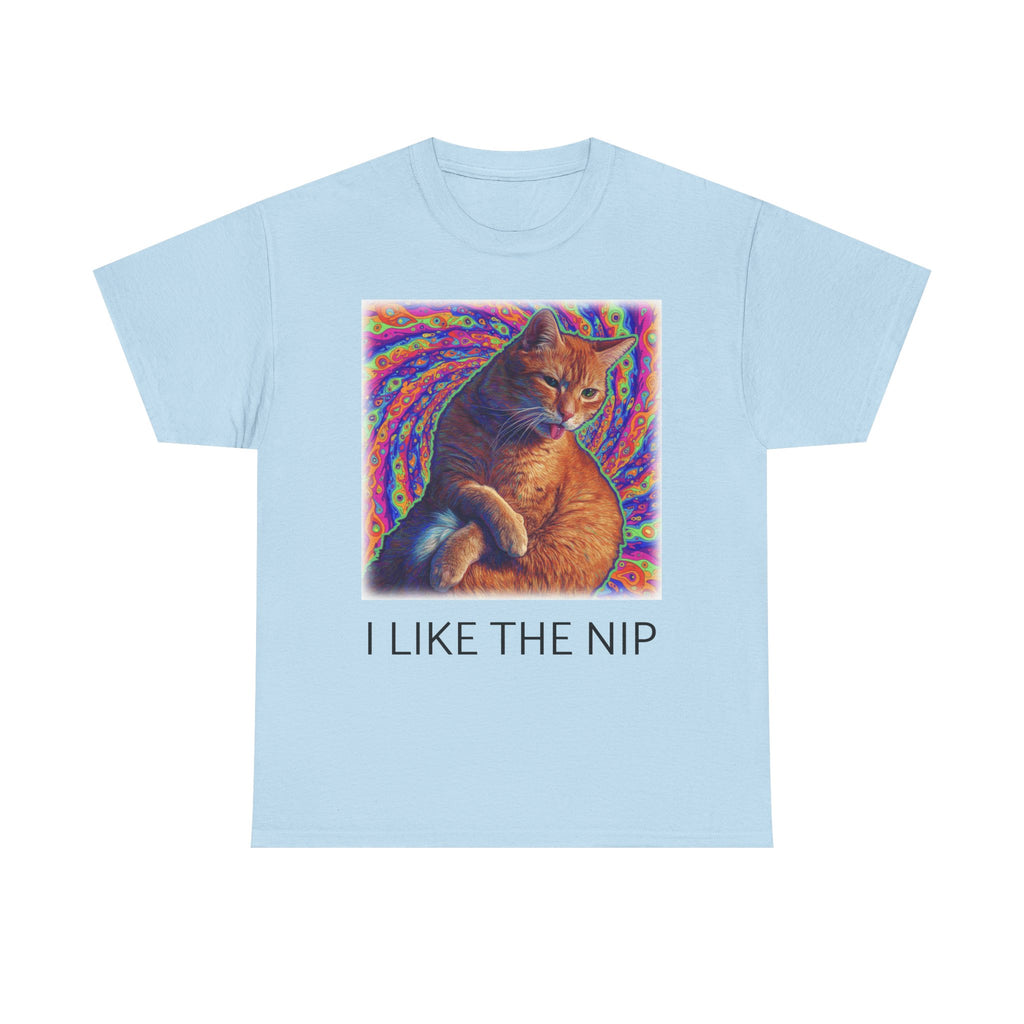 Psychedelic Ginger Cat I LIKE THE NIP T-Shirt | Catnip Cat Tee featuring Floyd