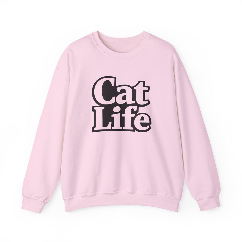 Cat Life Crewneck Sweatshirt | Retro Bold Text, Cat Lover Apparel