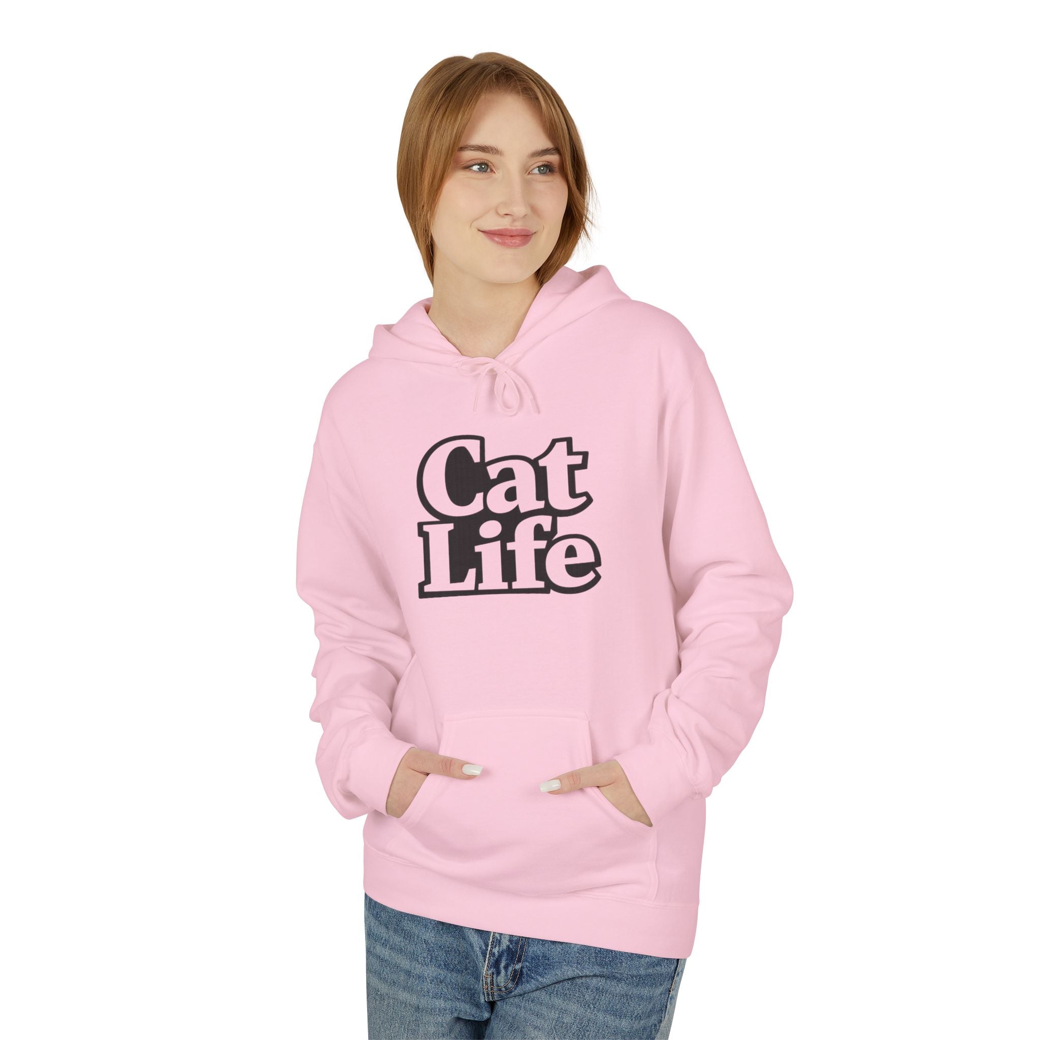Cat Life Retro Text Hoodie | Cozy Cat Lover Sweatshirt | Cat Mom Gift