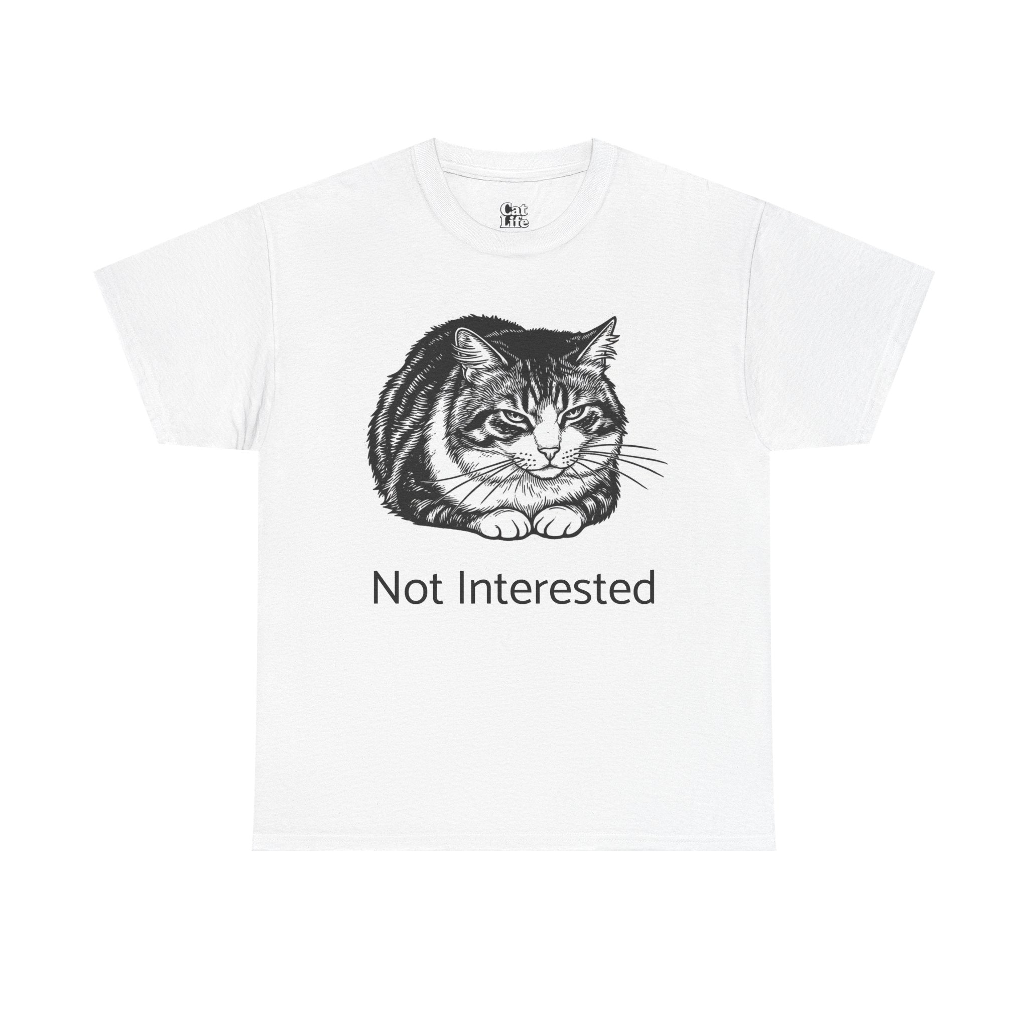 Grumpy Cat Illustration Not Interested T-Shirt | Funny Cat Tee