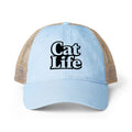 Cat Life - Mesh Back Ponytail Cap | Washed Cotton Twill | Snapback | Cat Mom Hat - Women's Washed Mesh-Back Cap