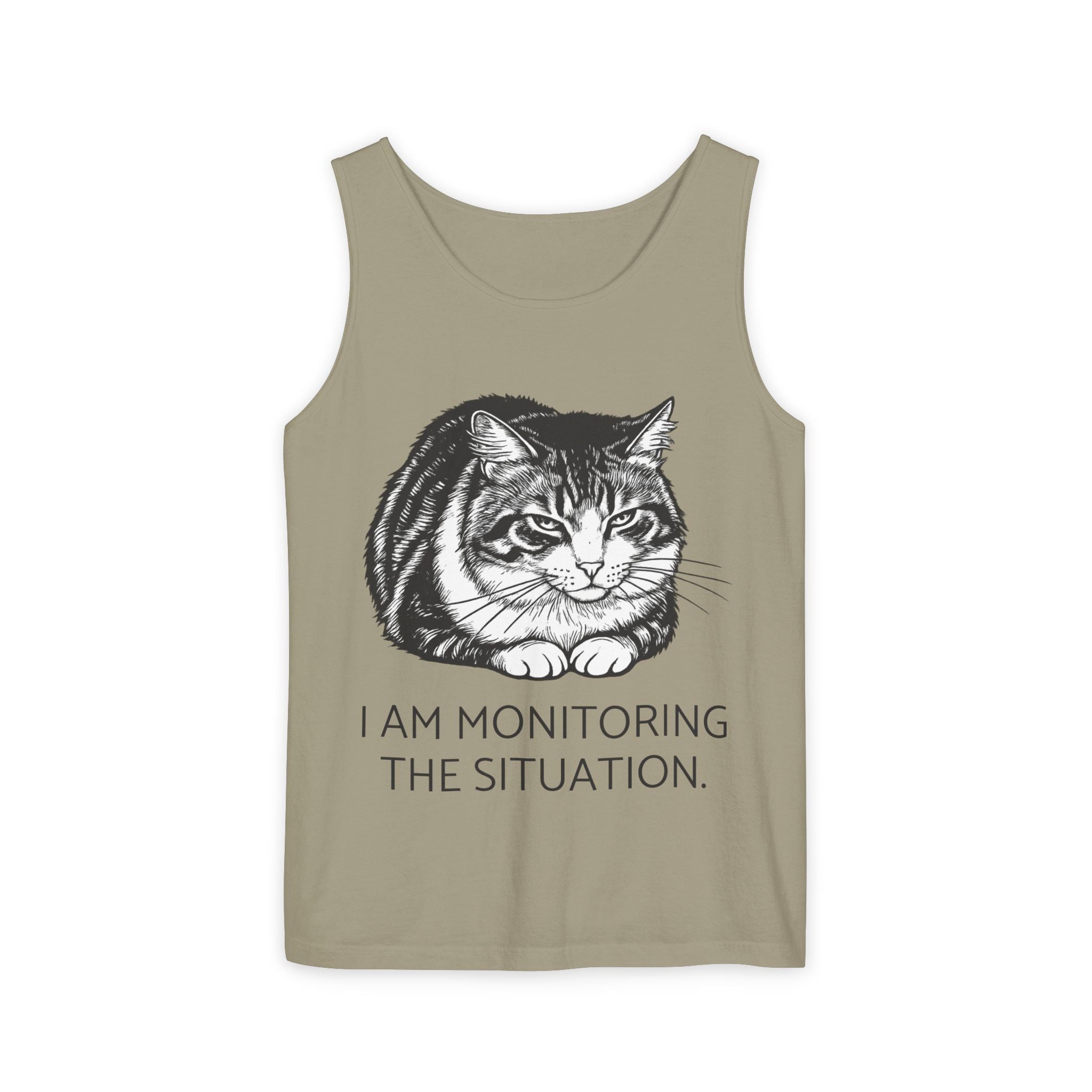 I Am Monitoring the Situation | Loaf Cat Tank Top | Funny Cat Comfort Colors Tank | Sarcastic Cat Lover Gift