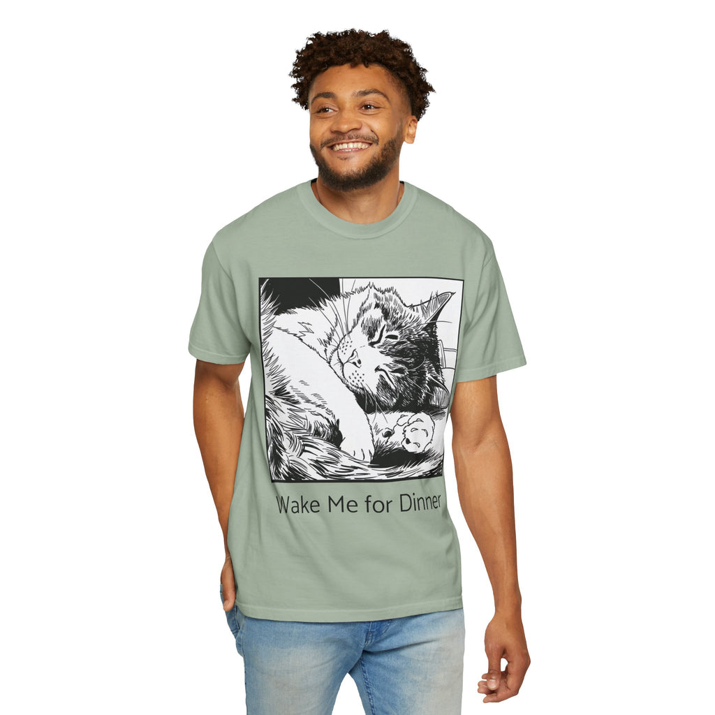 Wake Me for Dinner | Sleeping Lulu Cat Tee | Funny Cat Comfort Colors Shirt | Cat Lover Gift