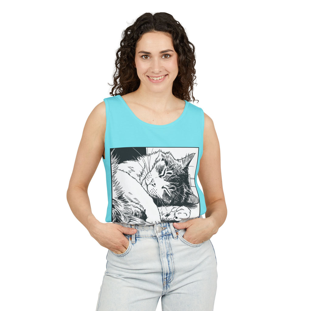 It Can Wait | Sleeping Cat Tank Top | Funny Cat Comfort Colors Tank | Sarcastic Cat Lover Gift