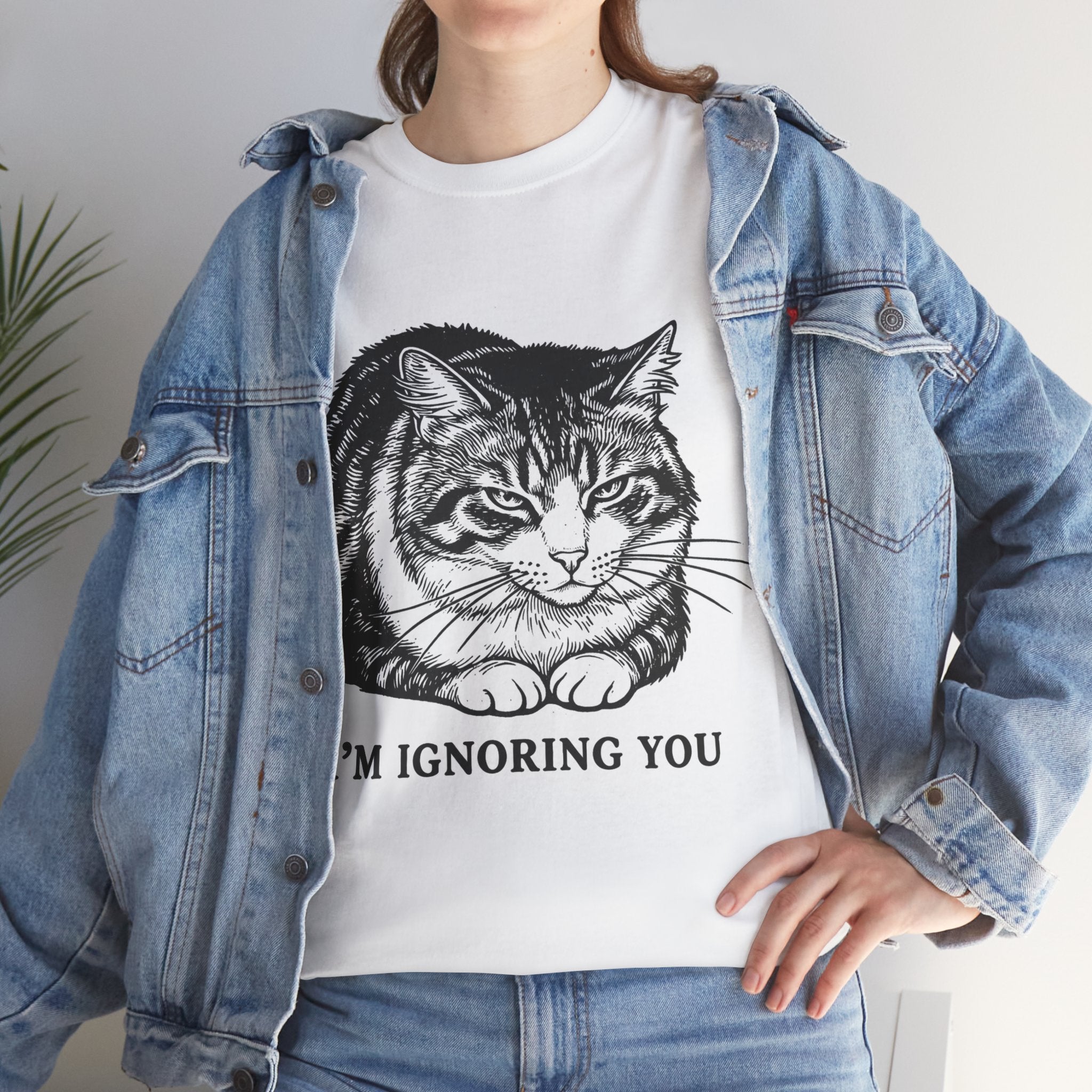 I'm Ignoring You Cat Illustration Tee | Funny Sarcastic Cat Graphic | Cat Lover Gift