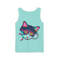Neon Lulu Cat Face Tank | Bold Pop Art Cat Graphic | Comfort Colors Tank Top | Cat Lover Gift