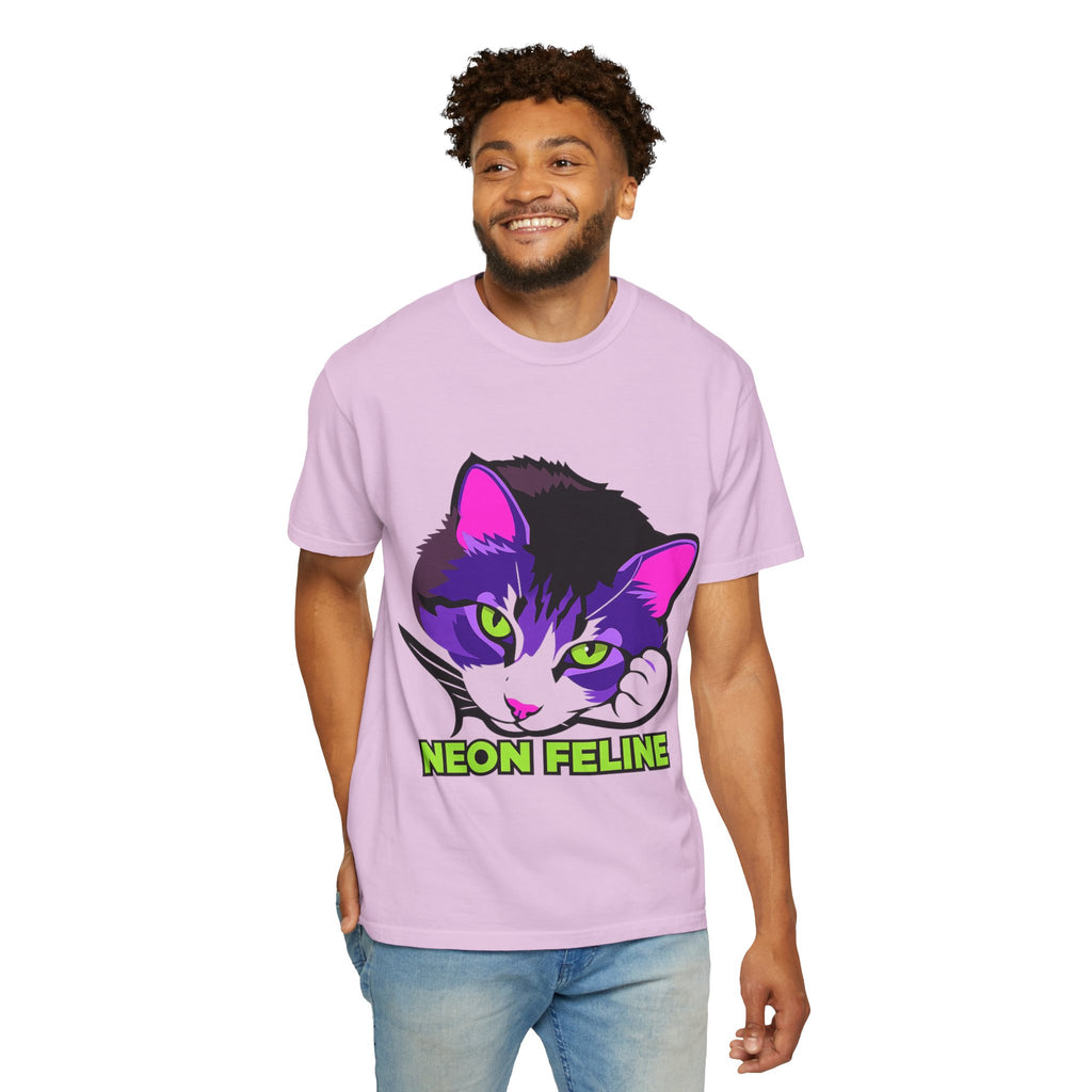 Neon Feline | Lulu Cat Face Comfort Colors Tee | Bold Neon Cat Graphic Shirt | Cat Lover Gift