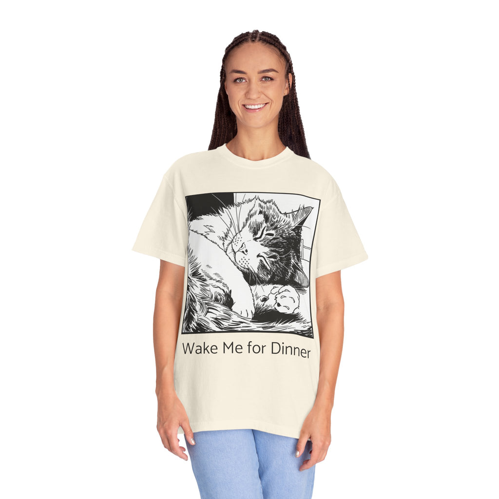 Wake Me for Dinner | Sleeping Lulu Cat Tee | Funny Cat Comfort Colors Shirt | Cat Lover Gift