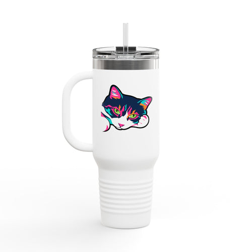 Cat Life - Neon Cat - Travel Mug | 40oz Insulated Tumbler