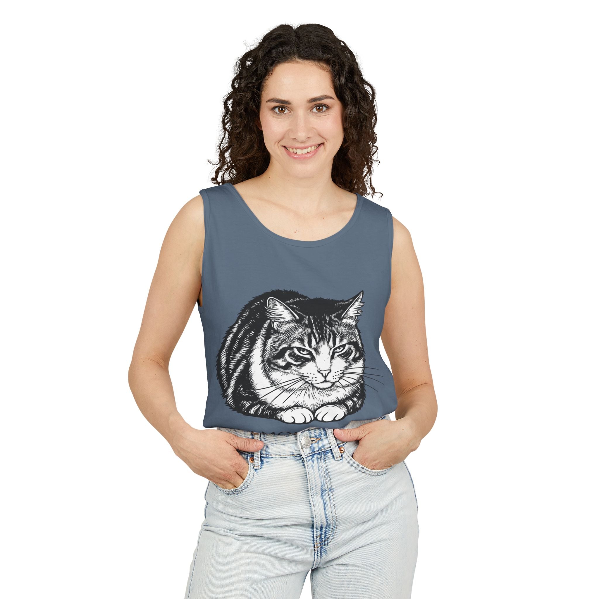 I Am Monitoring the Situation | Loaf Cat Tank Top | Funny Cat Comfort Colors Tank | Sarcastic Cat Lover Gift