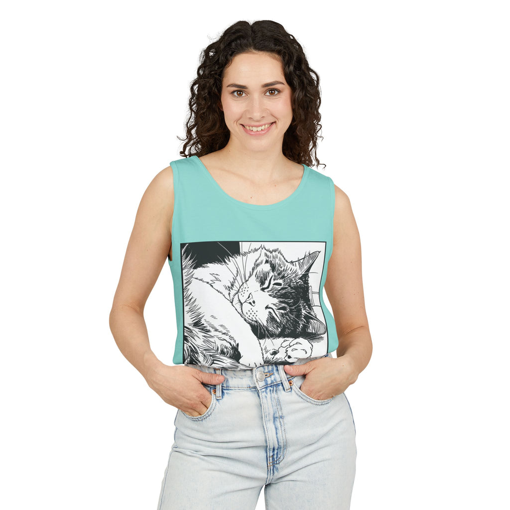It Can Wait | Sleeping Cat Tank Top | Funny Cat Comfort Colors Tank | Sarcastic Cat Lover Gift