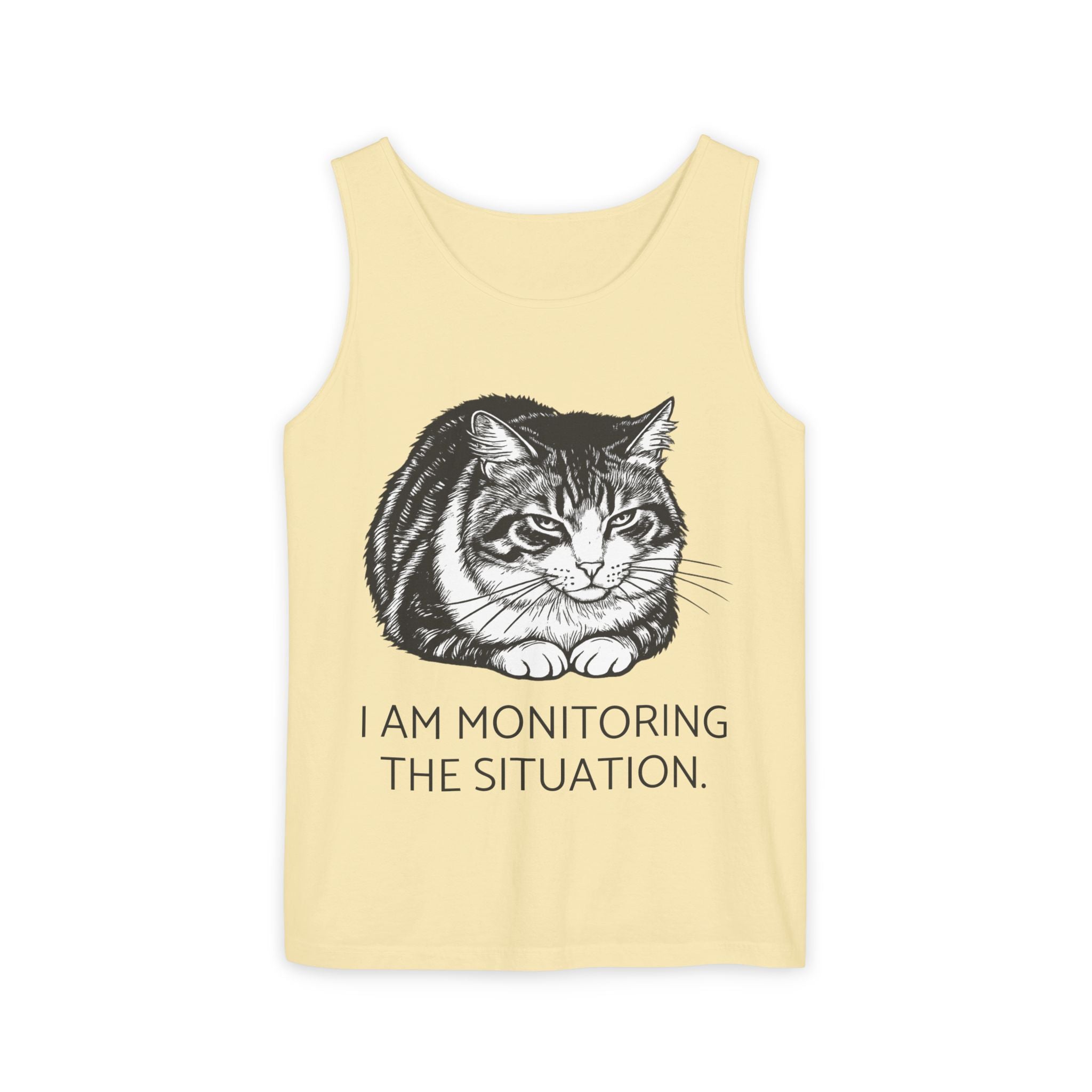 I Am Monitoring the Situation | Loaf Cat Tank Top | Funny Cat Comfort Colors Tank | Sarcastic Cat Lover Gift