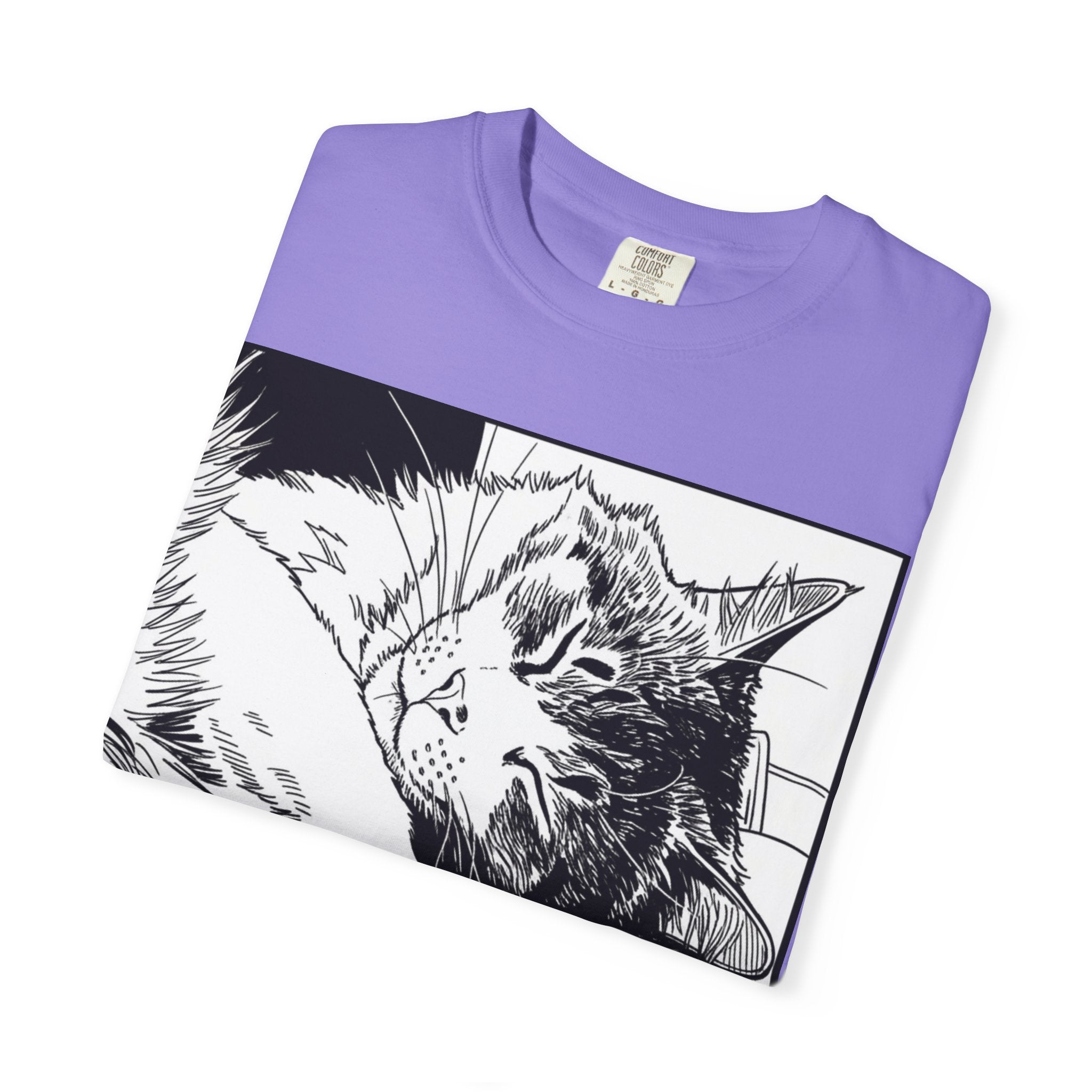 Hold All Calls Sleeping Cat Tee | Funny Cat Comfort Colors Shirt | Cat Lover Gift | Sarcastic Cat Mom Tee