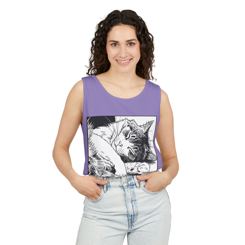 It Can Wait | Sleeping Cat Tank Top | Funny Cat Comfort Colors Tank | Sarcastic Cat Lover Gift