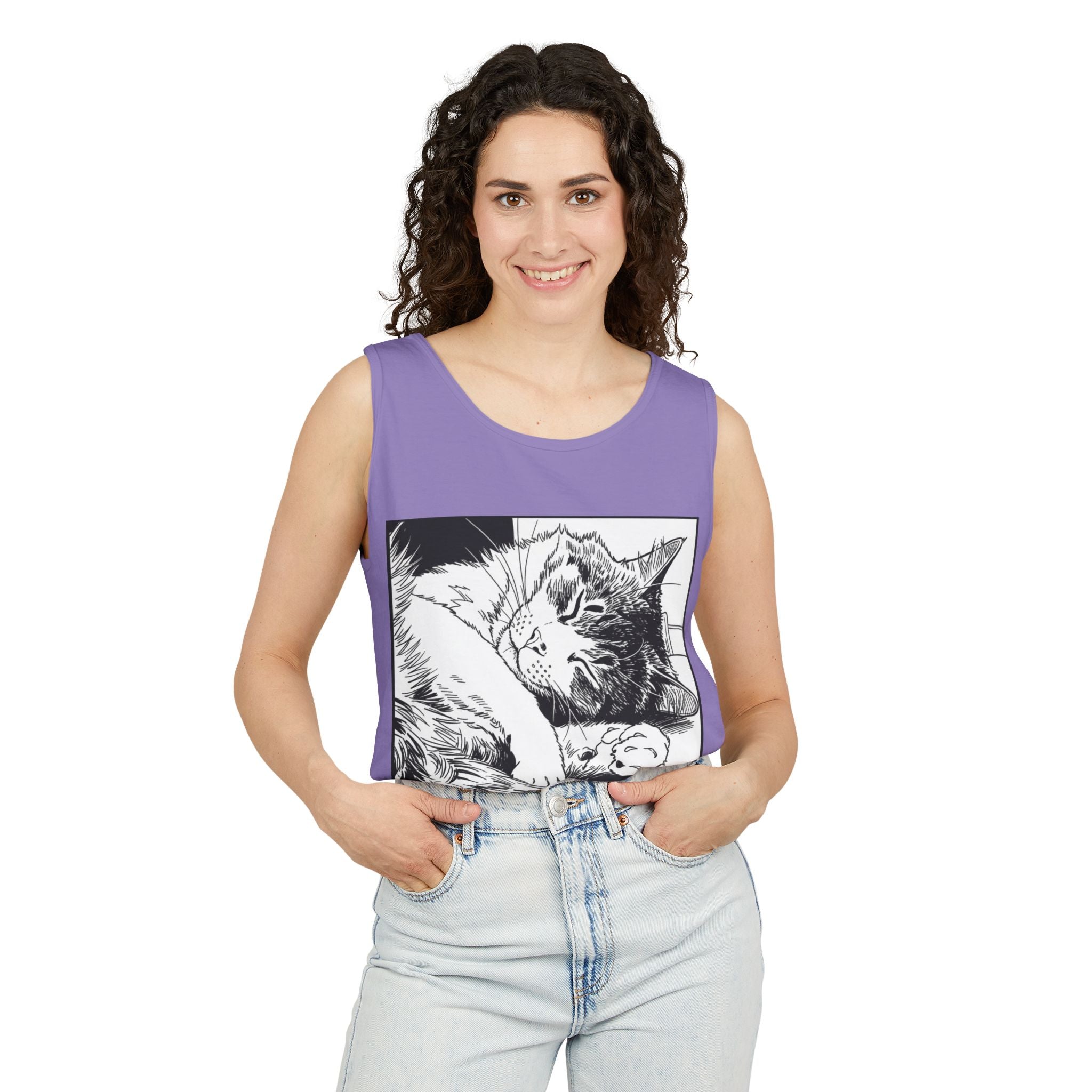 It Can Wait | Sleeping Cat Tank Top | Funny Cat Comfort Colors Tank | Sarcastic Cat Lover Gift