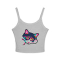 Neon Cat Face Tank Top | Bold Pink Teal Cat Graphic | Cat Lover Gift