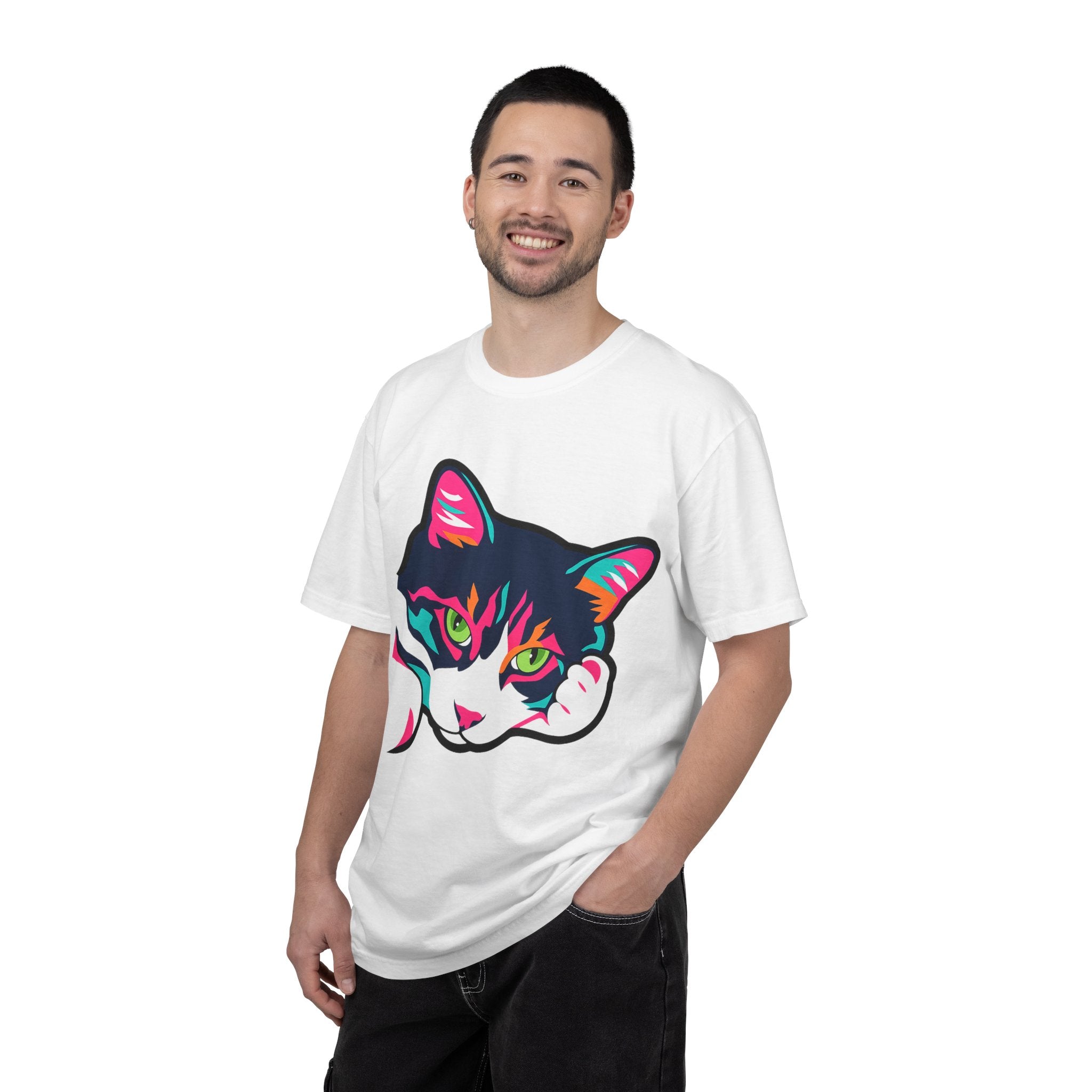 Neon Lulu Cat Face Tee | Bold Pop Art Cat Graphic | Comfort Colors Cat Lover Shirt