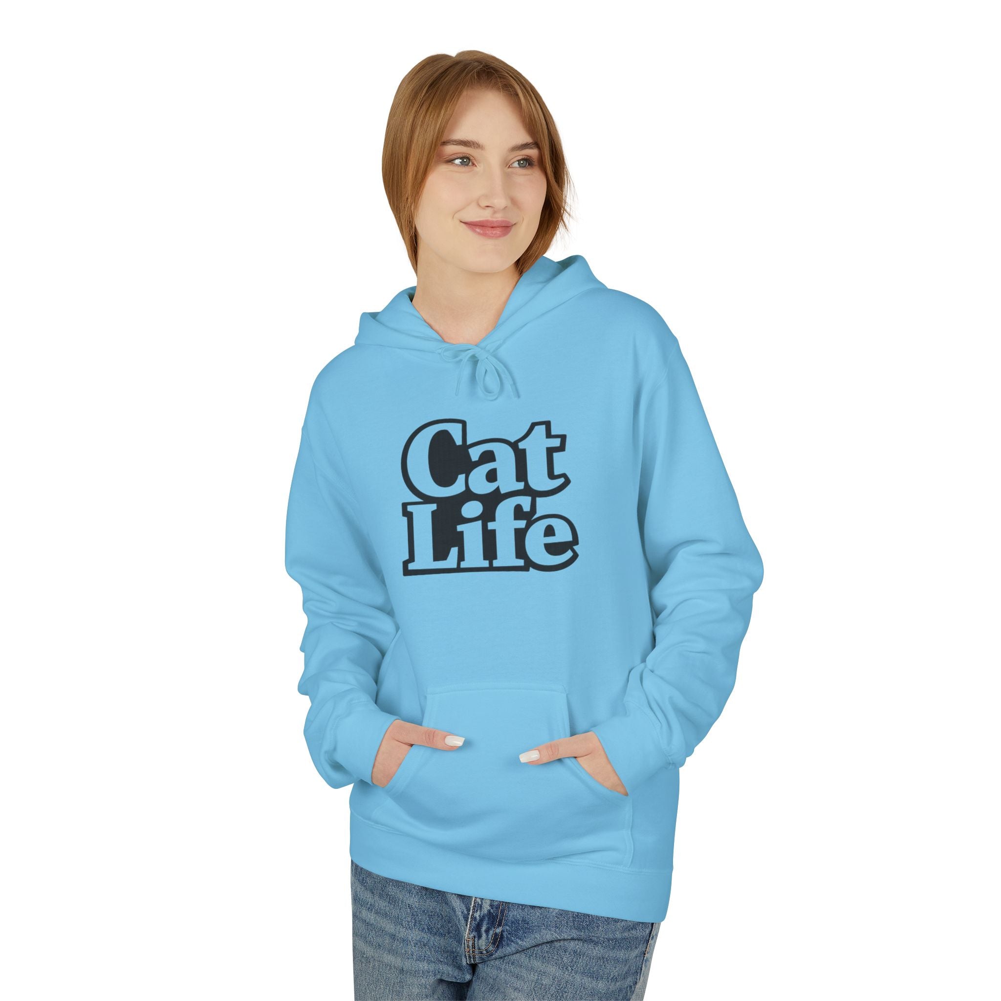 Cat Life Retro Text Hoodie | Cozy Cat Lover Sweatshirt | Cat Mom Gift