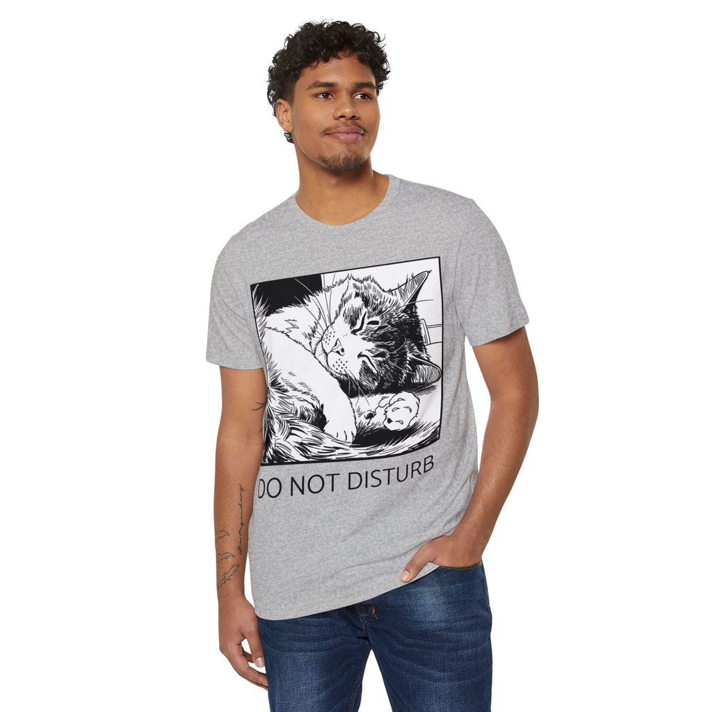 Do Not Disturb Sleeping Cat Tee | Ink Illustration Organic Tee | Cat Lover Gift