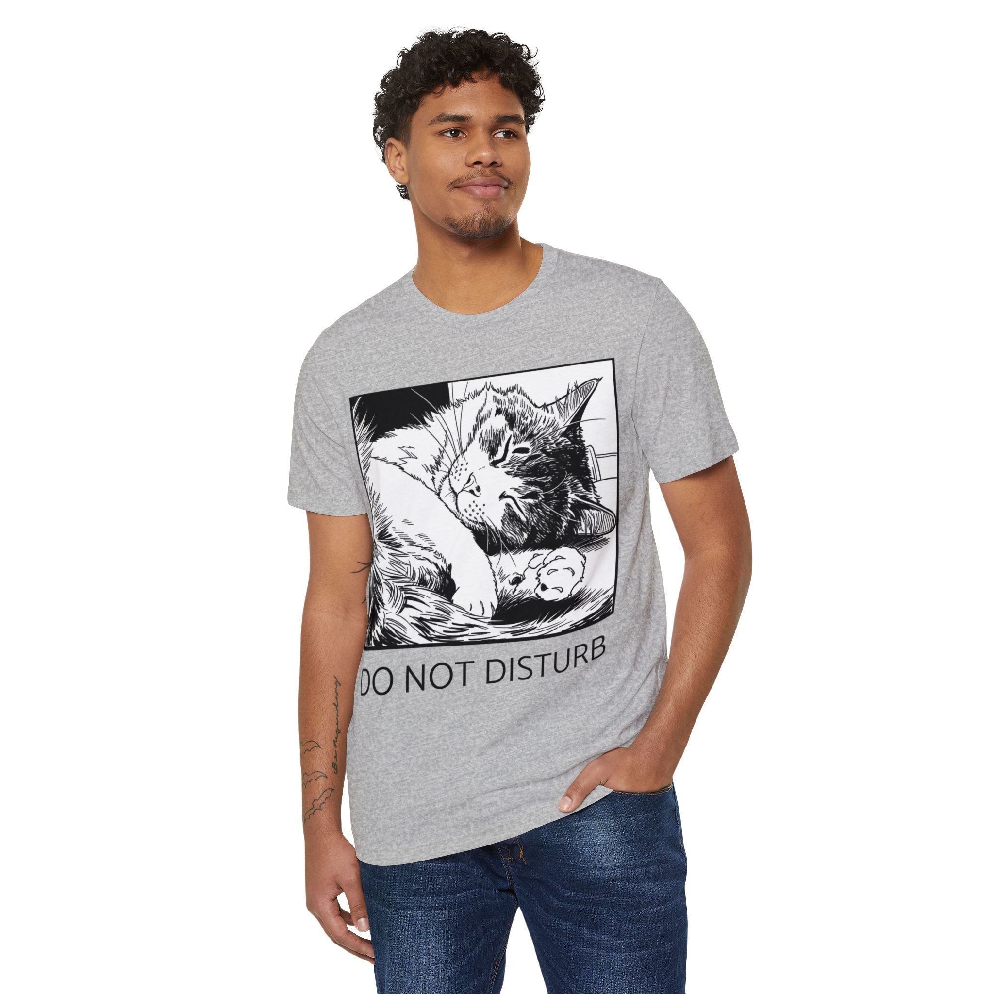 Do Not Disturb Sleeping Cat Tee | Ink Illustration Organic Tee | Cat Lover Gift