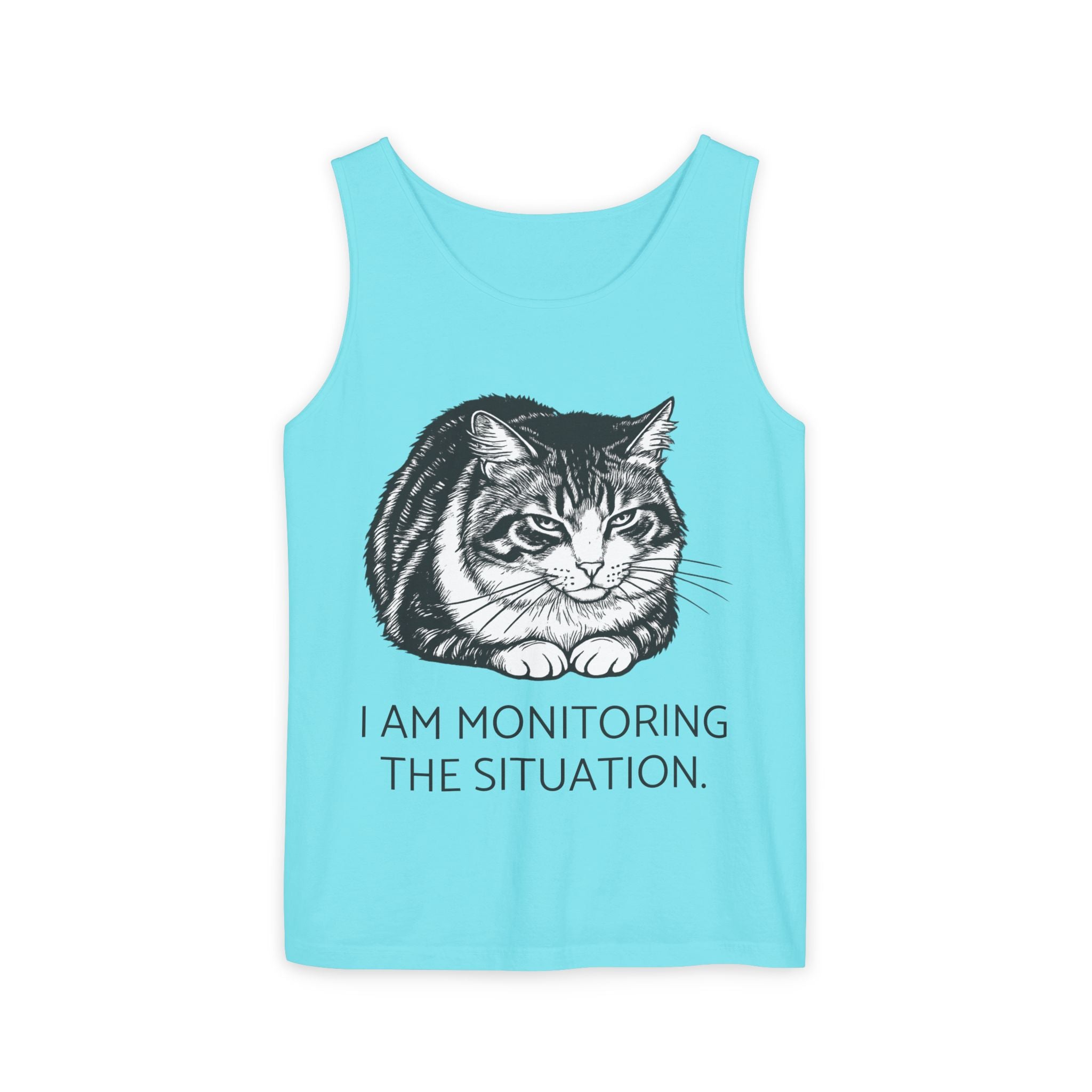 I Am Monitoring the Situation | Loaf Cat Tank Top | Funny Cat Comfort Colors Tank | Sarcastic Cat Lover Gift
