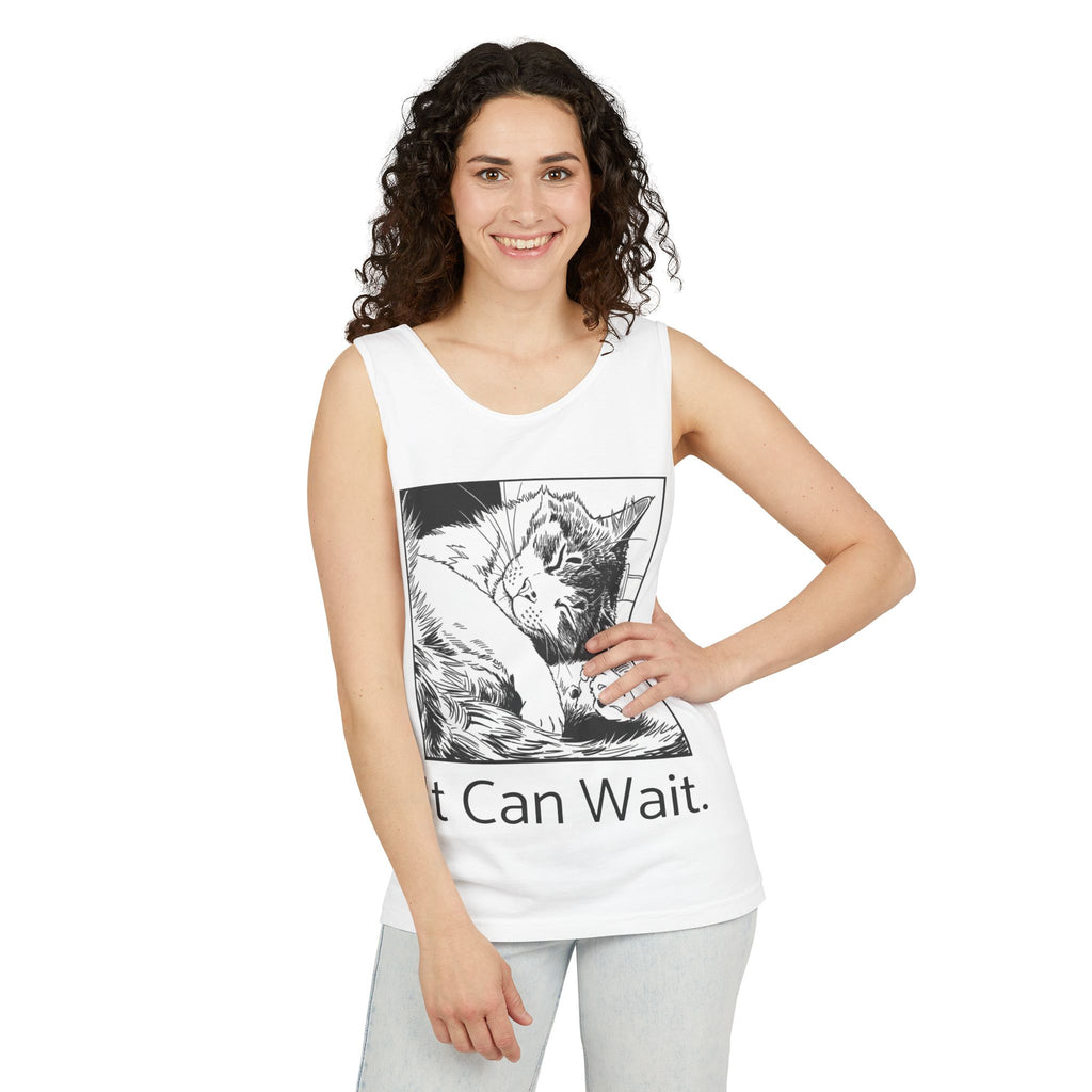 It Can Wait | Sleeping Cat Tank Top | Funny Cat Comfort Colors Tank | Sarcastic Cat Lover Gift