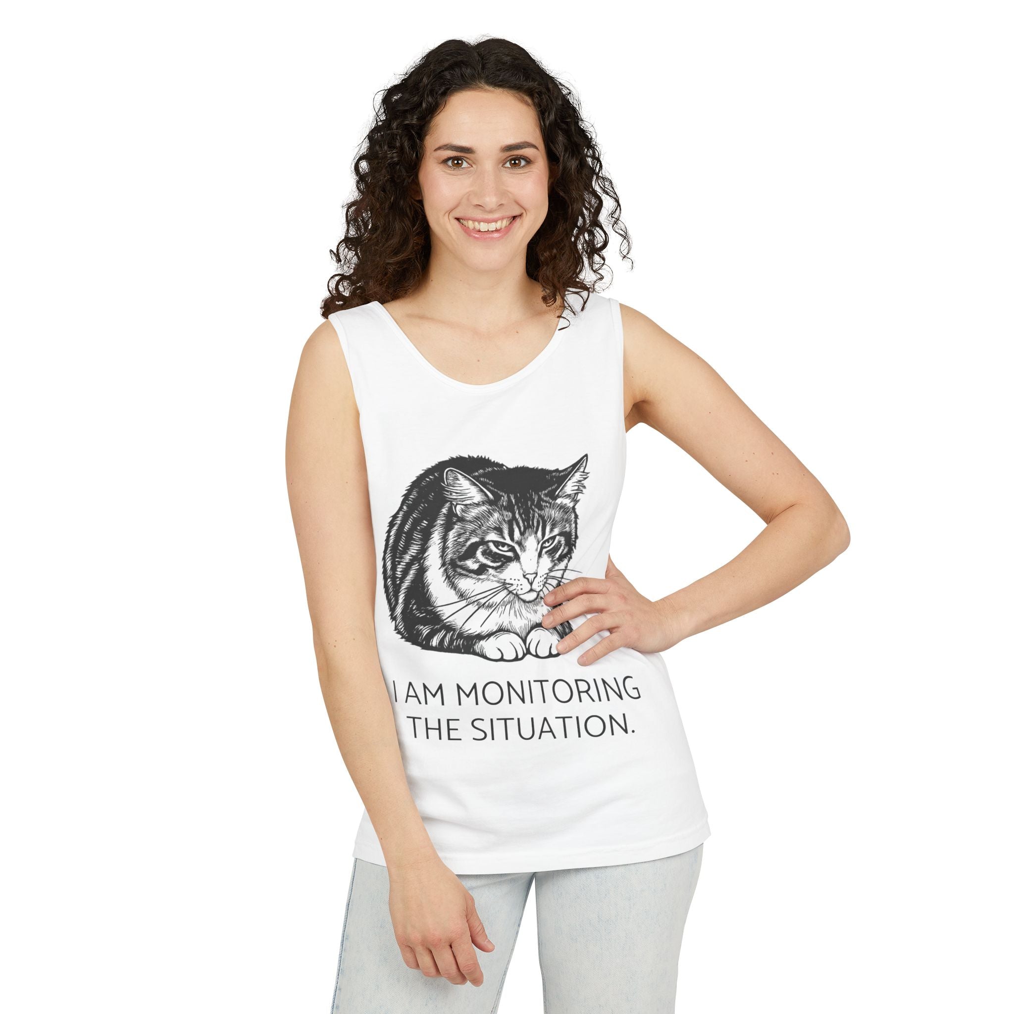 I Am Monitoring the Situation | Loaf Cat Tank Top | Funny Cat Comfort Colors Tank | Sarcastic Cat Lover Gift