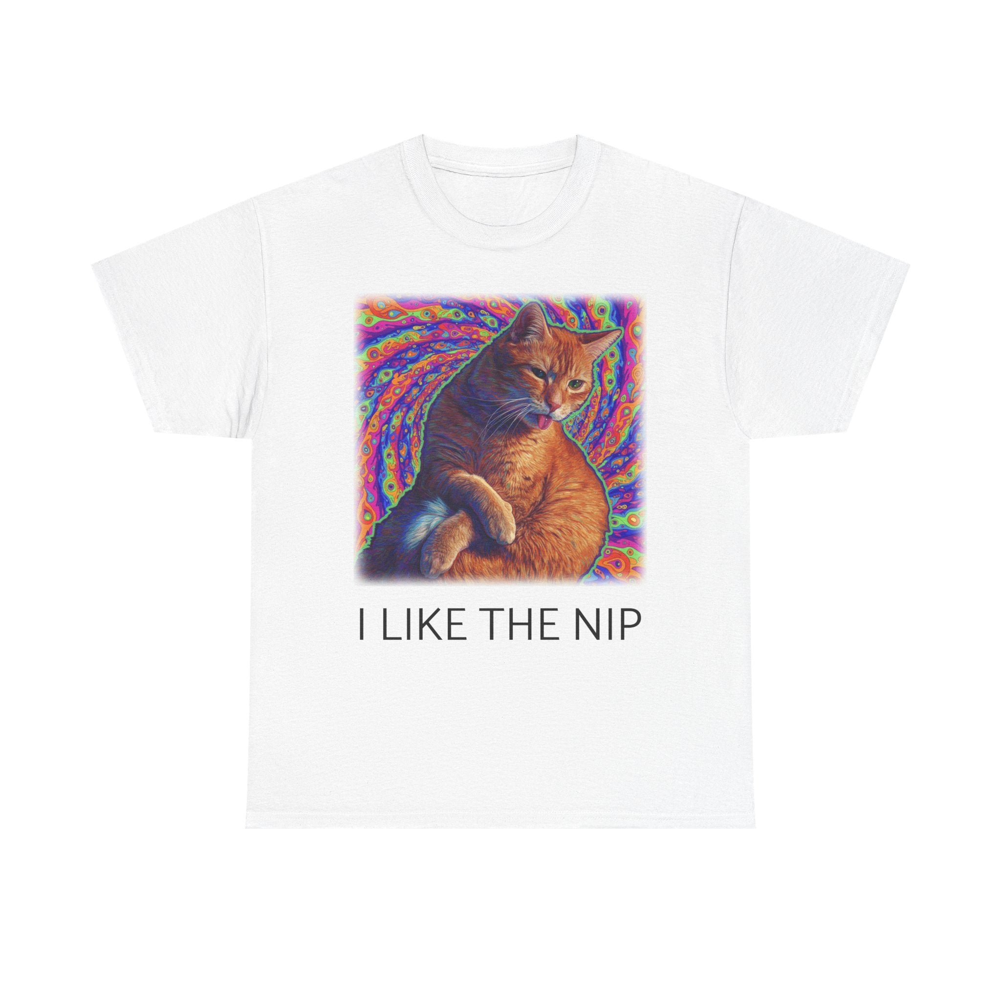 Psychedelic Ginger Cat I LIKE THE NIP T-Shirt | Catnip Cat Tee featuring Floyd