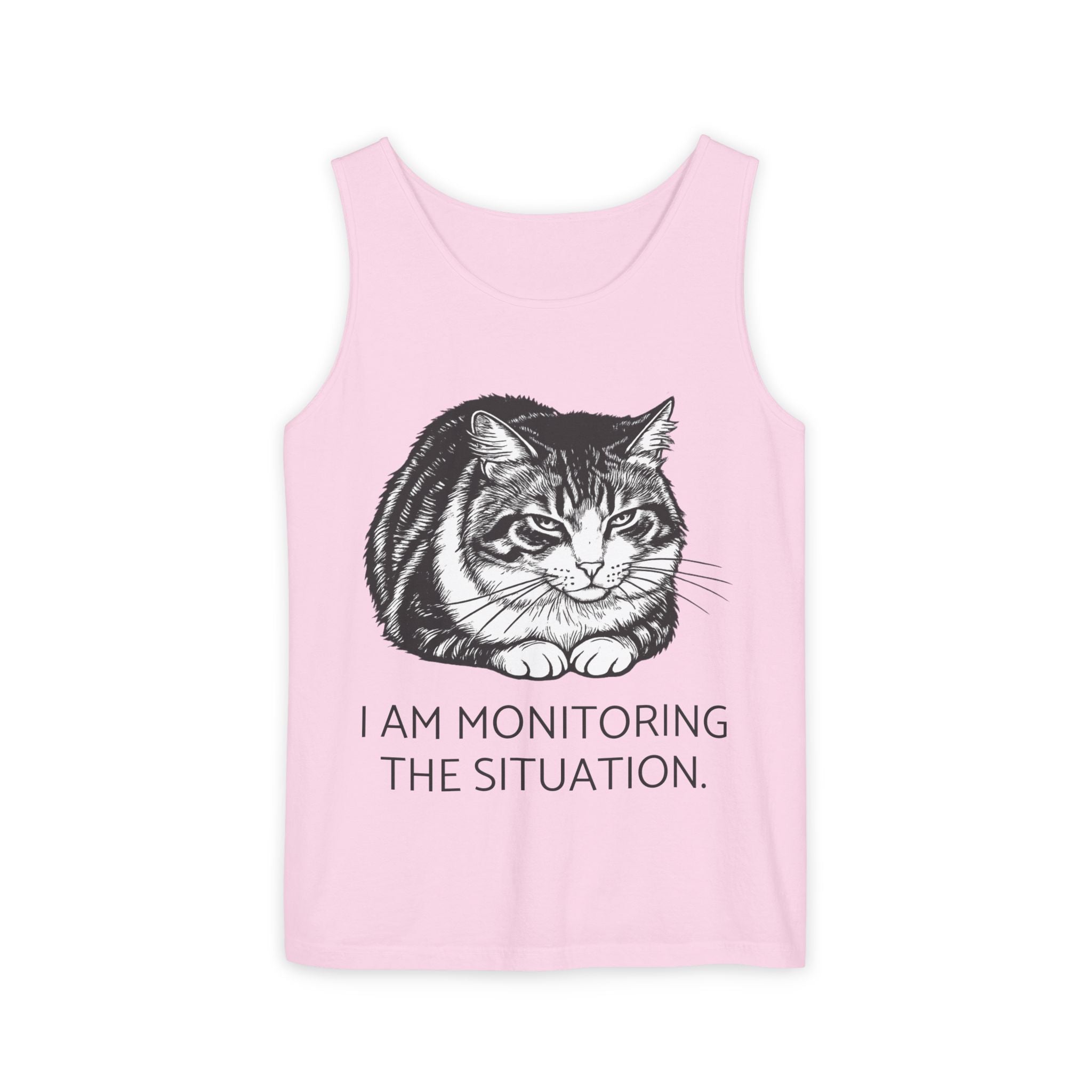 I Am Monitoring the Situation | Loaf Cat Tank Top | Funny Cat Comfort Colors Tank | Sarcastic Cat Lover Gift