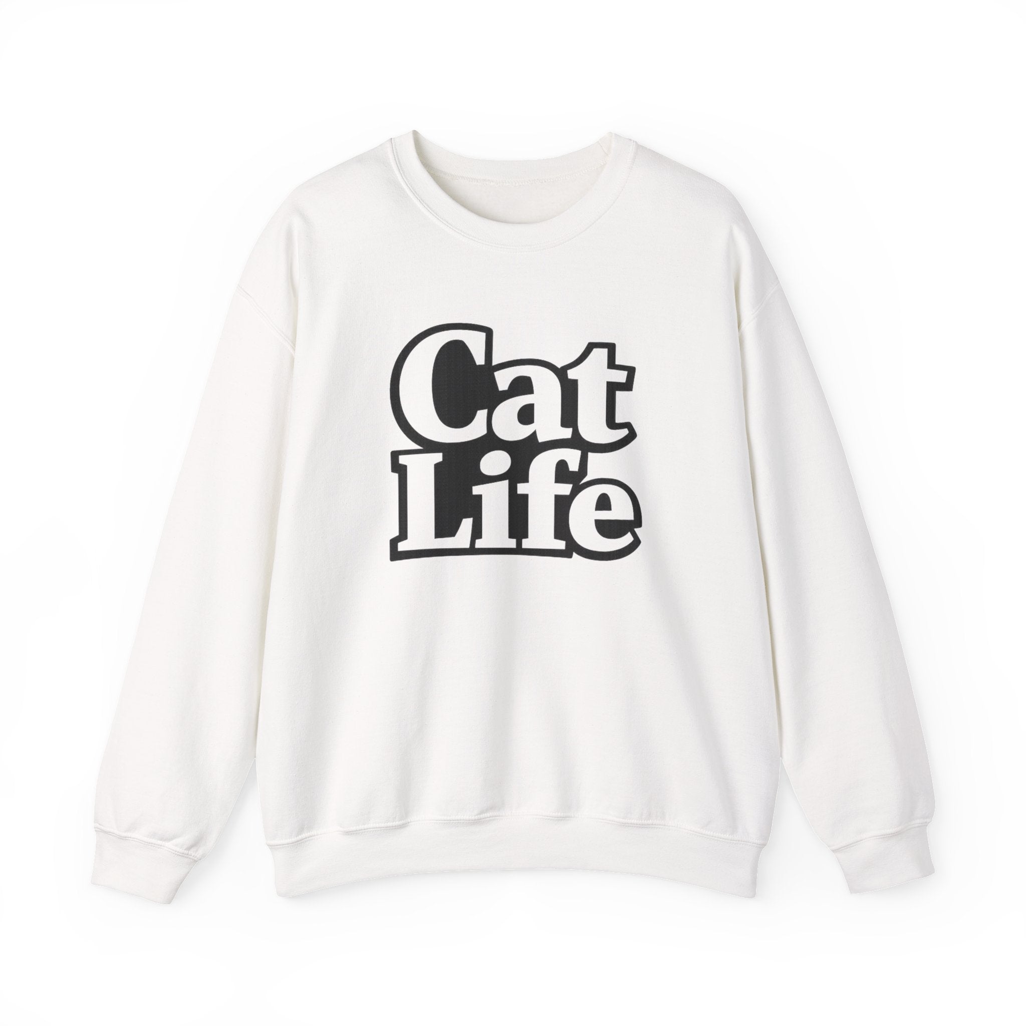 Cat Life Crewneck Sweatshirt | Retro Bold Text, Cat Lover Apparel