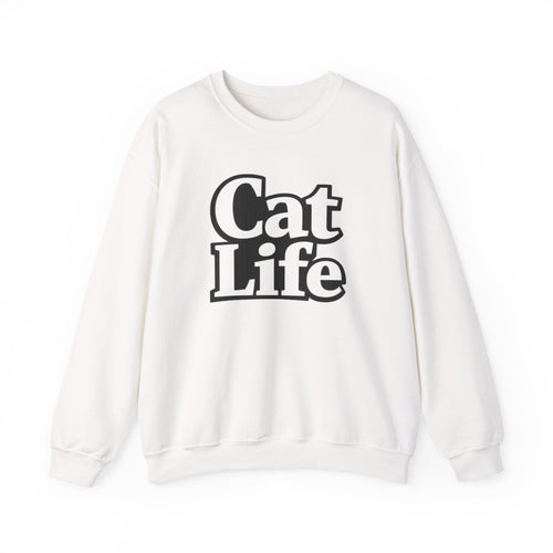 Cat Life Crewneck Sweatshirt | Retro Bold Text, Cat Lover Apparel