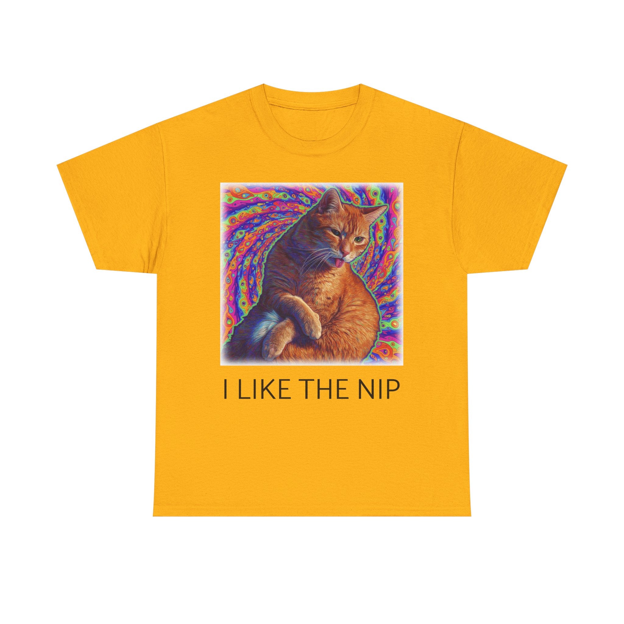 Psychedelic Ginger Cat I LIKE THE NIP T-Shirt | Catnip Cat Tee featuring Floyd