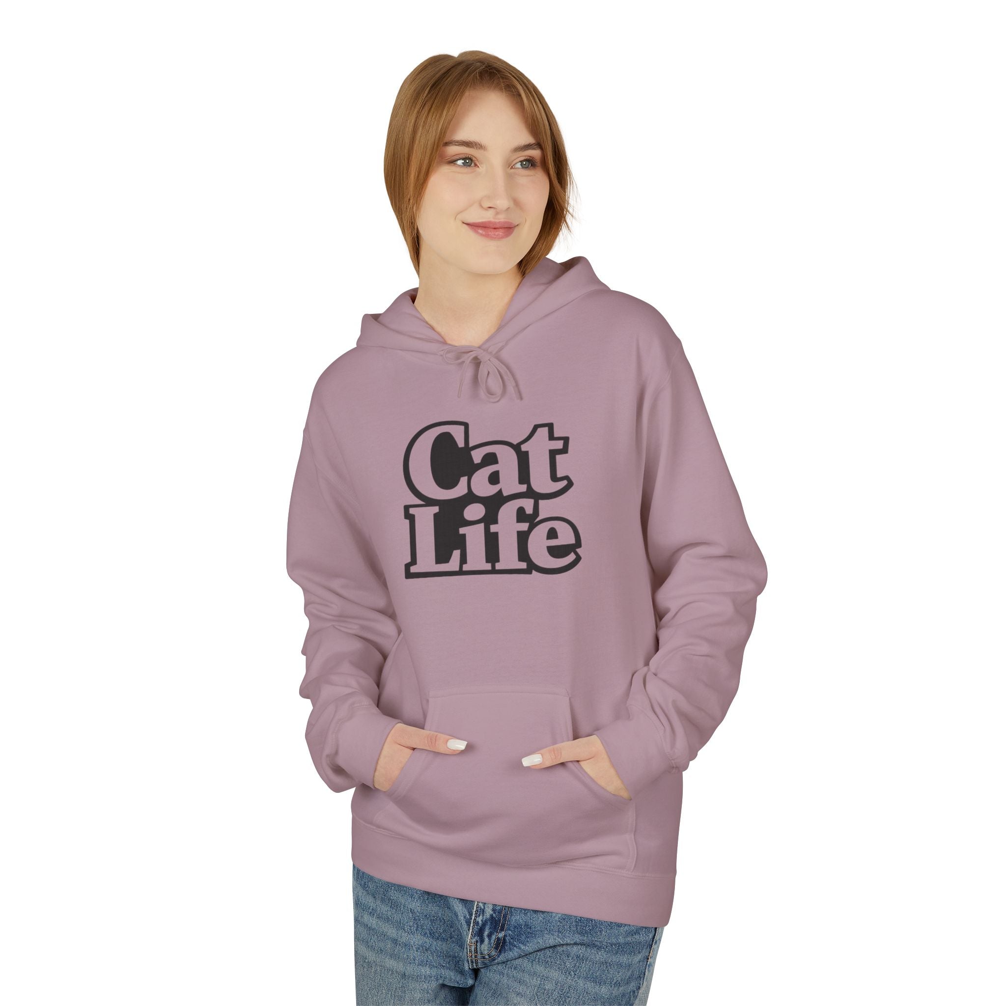 Cat Life Retro Text Hoodie | Cozy Cat Lover Sweatshirt | Cat Mom Gift
