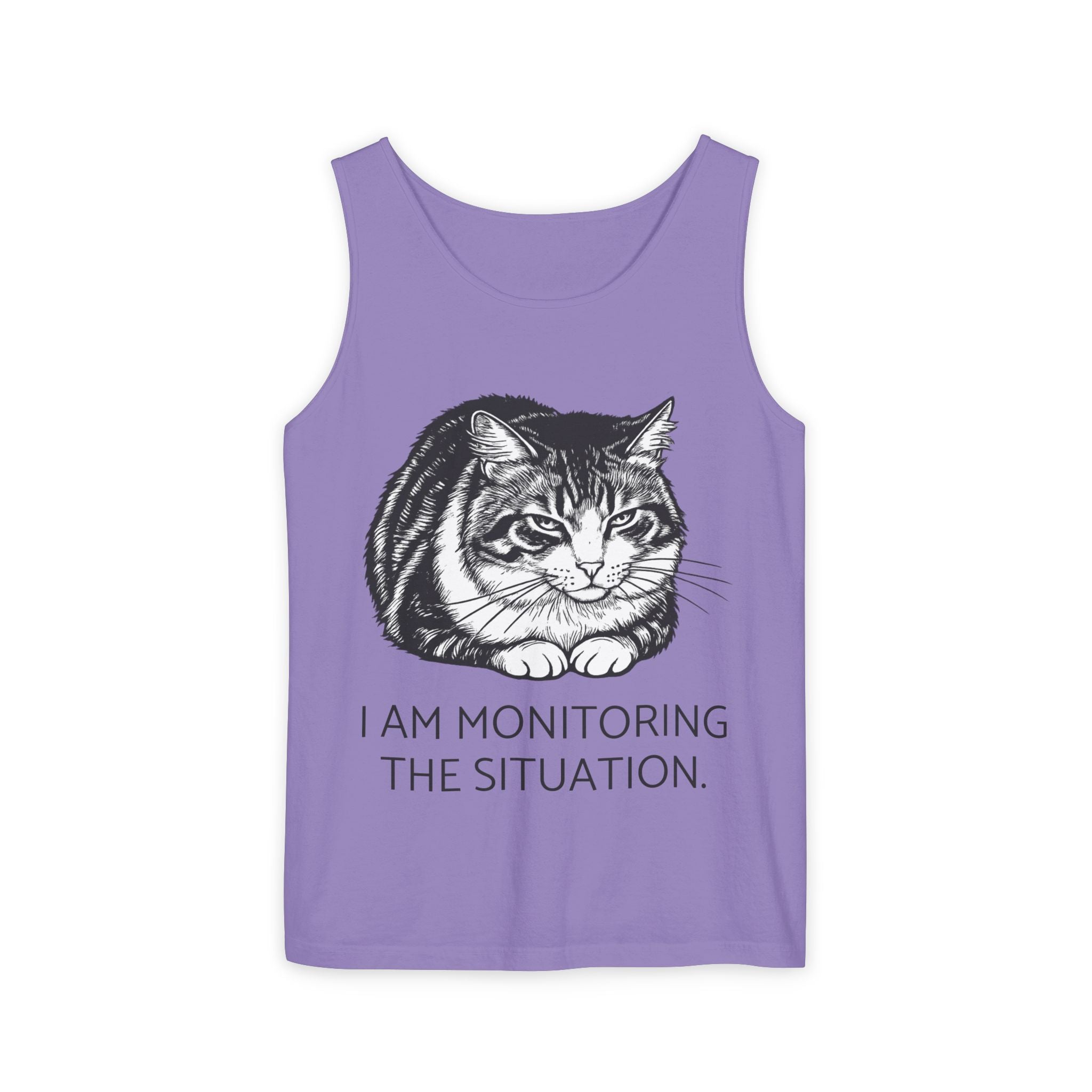 I Am Monitoring the Situation | Loaf Cat Tank Top | Funny Cat Comfort Colors Tank | Sarcastic Cat Lover Gift