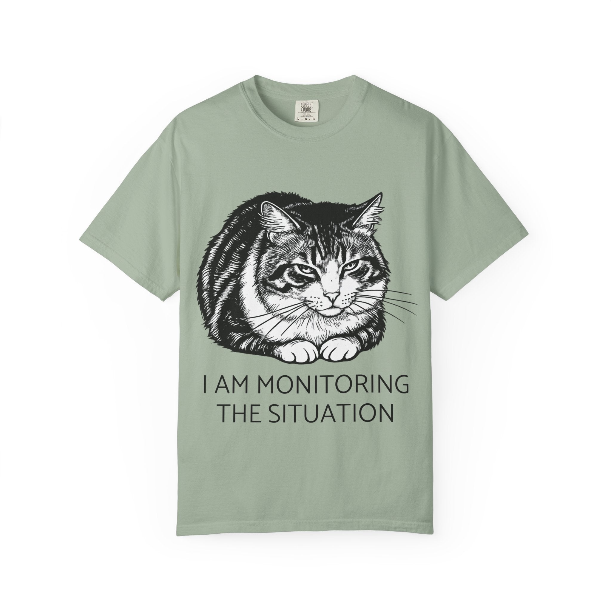 I Am Monitoring the Situation | Lulu Cat Loaf Comfort Colors Tee | Funny Cat Lover Shirt | Sarcastic Cat Gift