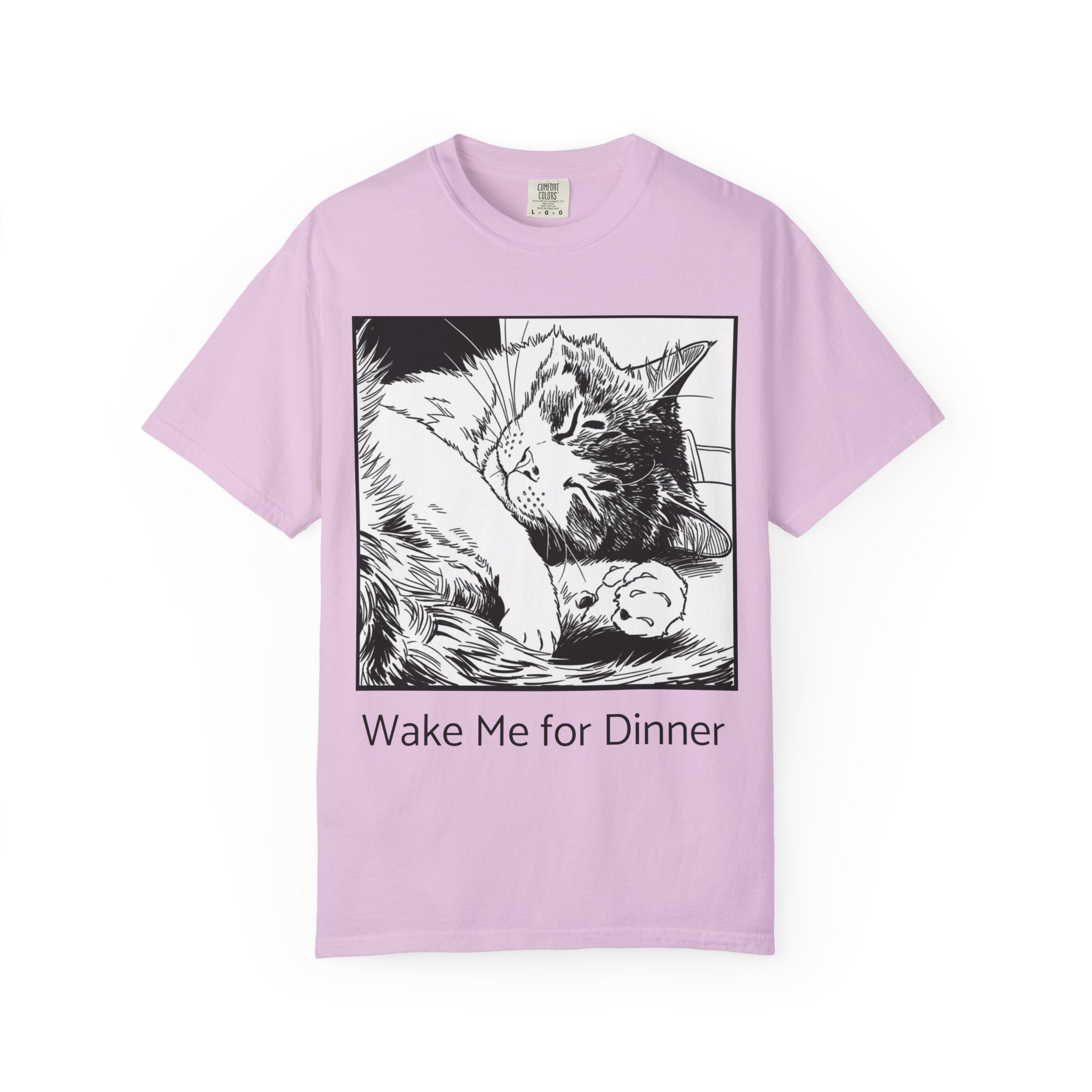 Wake Me for Dinner | Sleeping Lulu Cat Tee | Funny Cat Comfort Colors Shirt | Cat Lover Gift