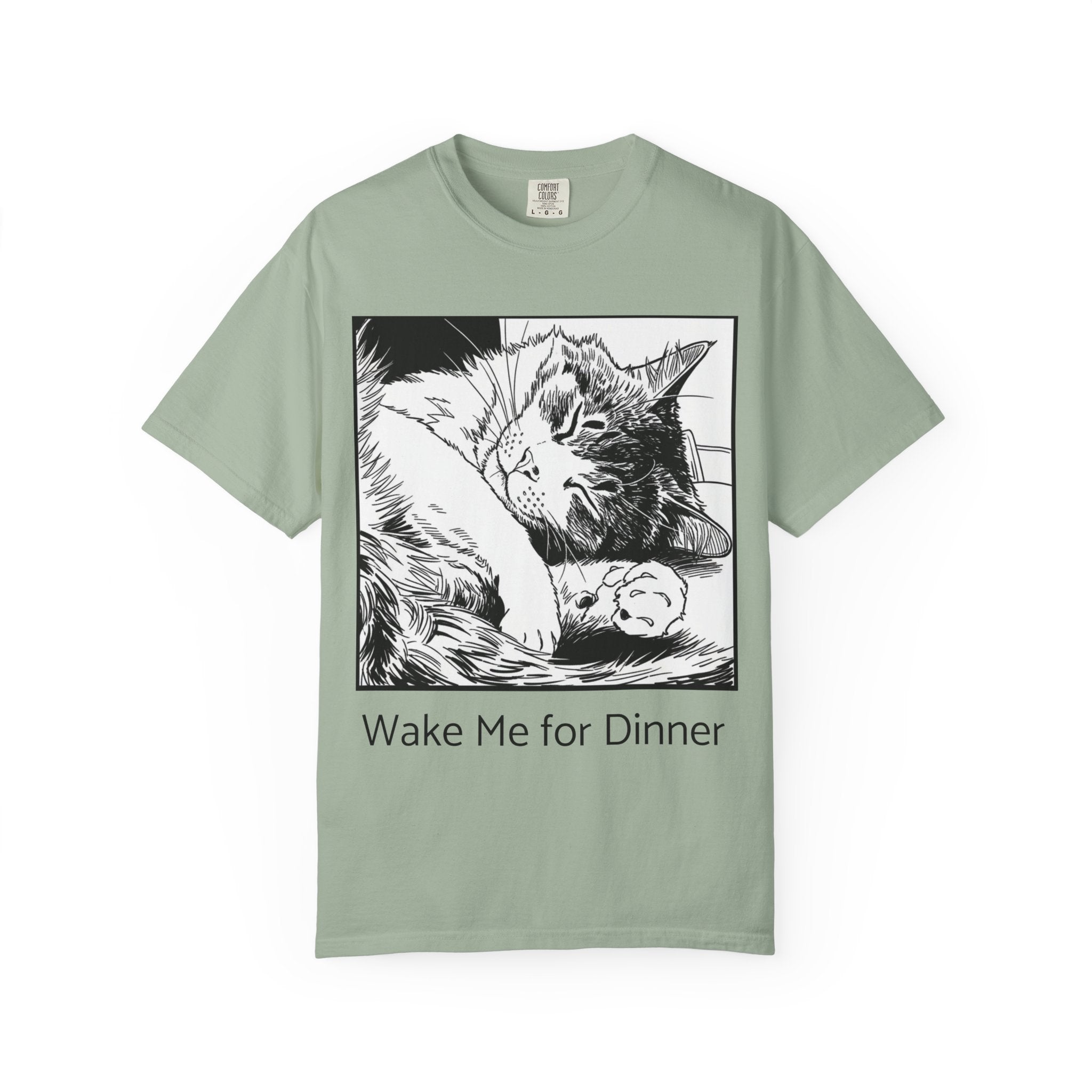 Wake Me for Dinner | Sleeping Lulu Cat Tee | Funny Cat Comfort Colors Shirt | Cat Lover Gift
