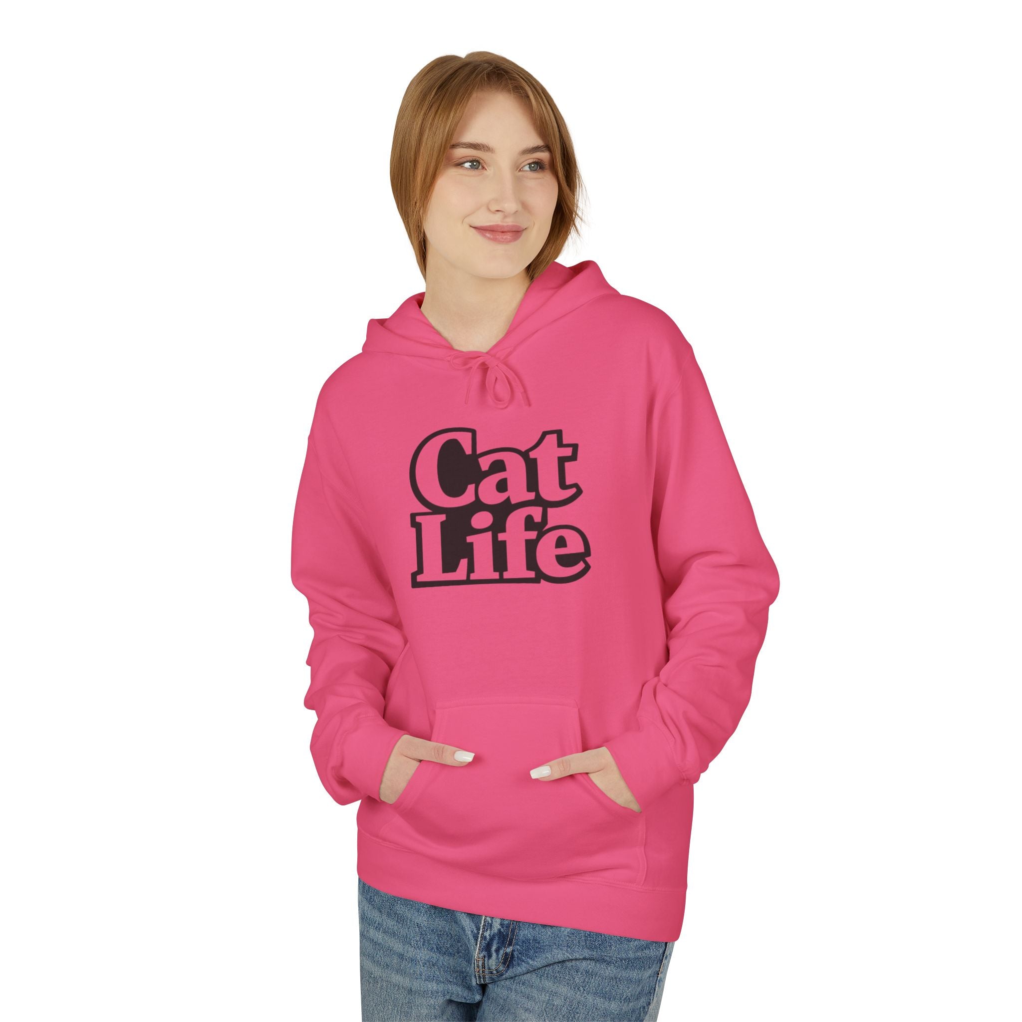 Cat Life Retro Text Hoodie | Cozy Cat Lover Sweatshirt | Cat Mom Gift