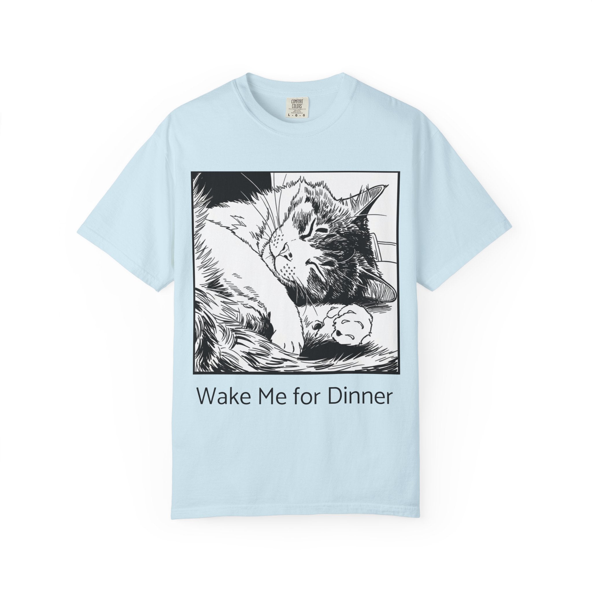 Wake Me for Dinner | Sleeping Lulu Cat Tee | Funny Cat Comfort Colors Shirt | Cat Lover Gift